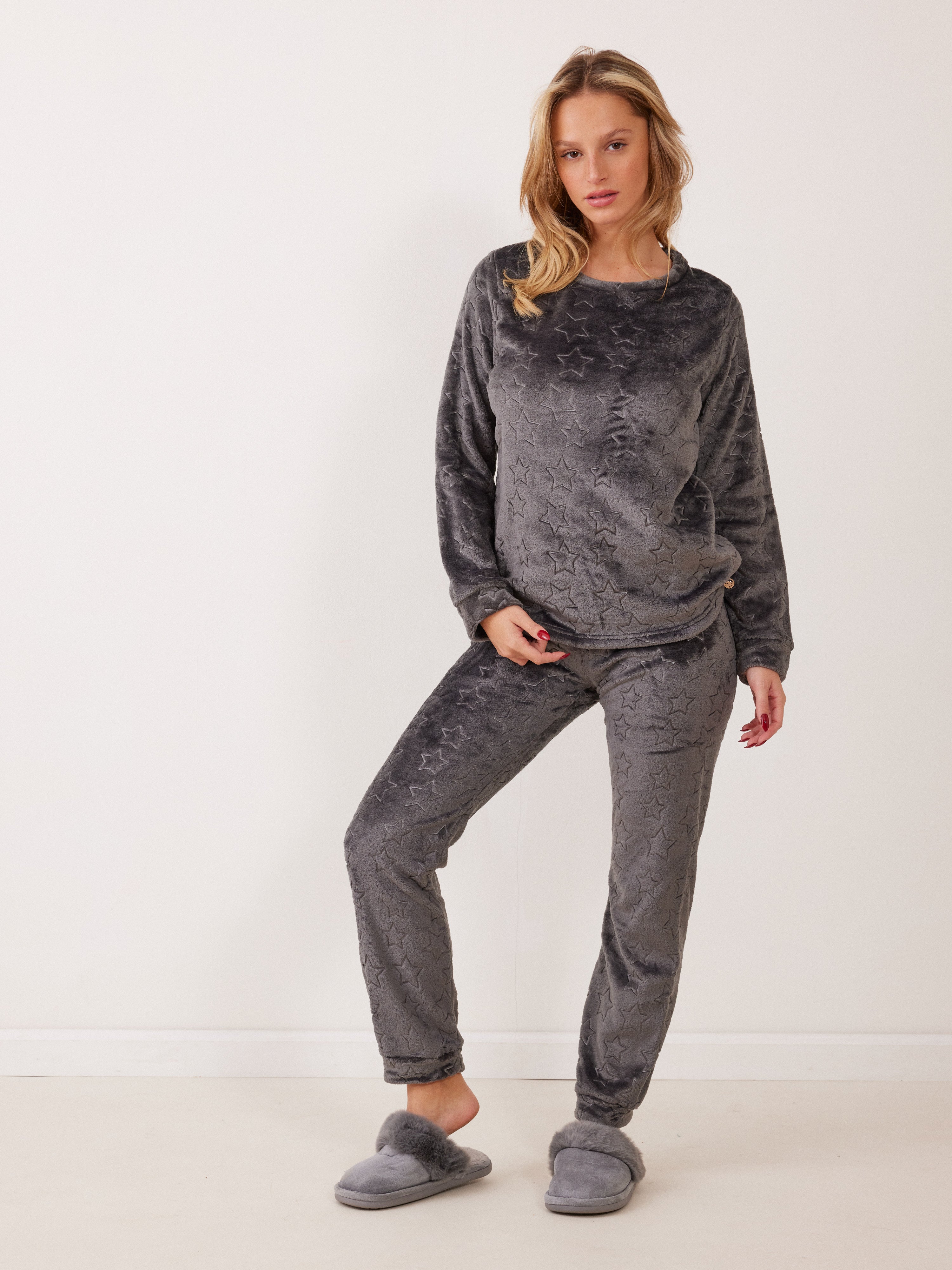 פיג`מה כוכבים פלאפי - אפור