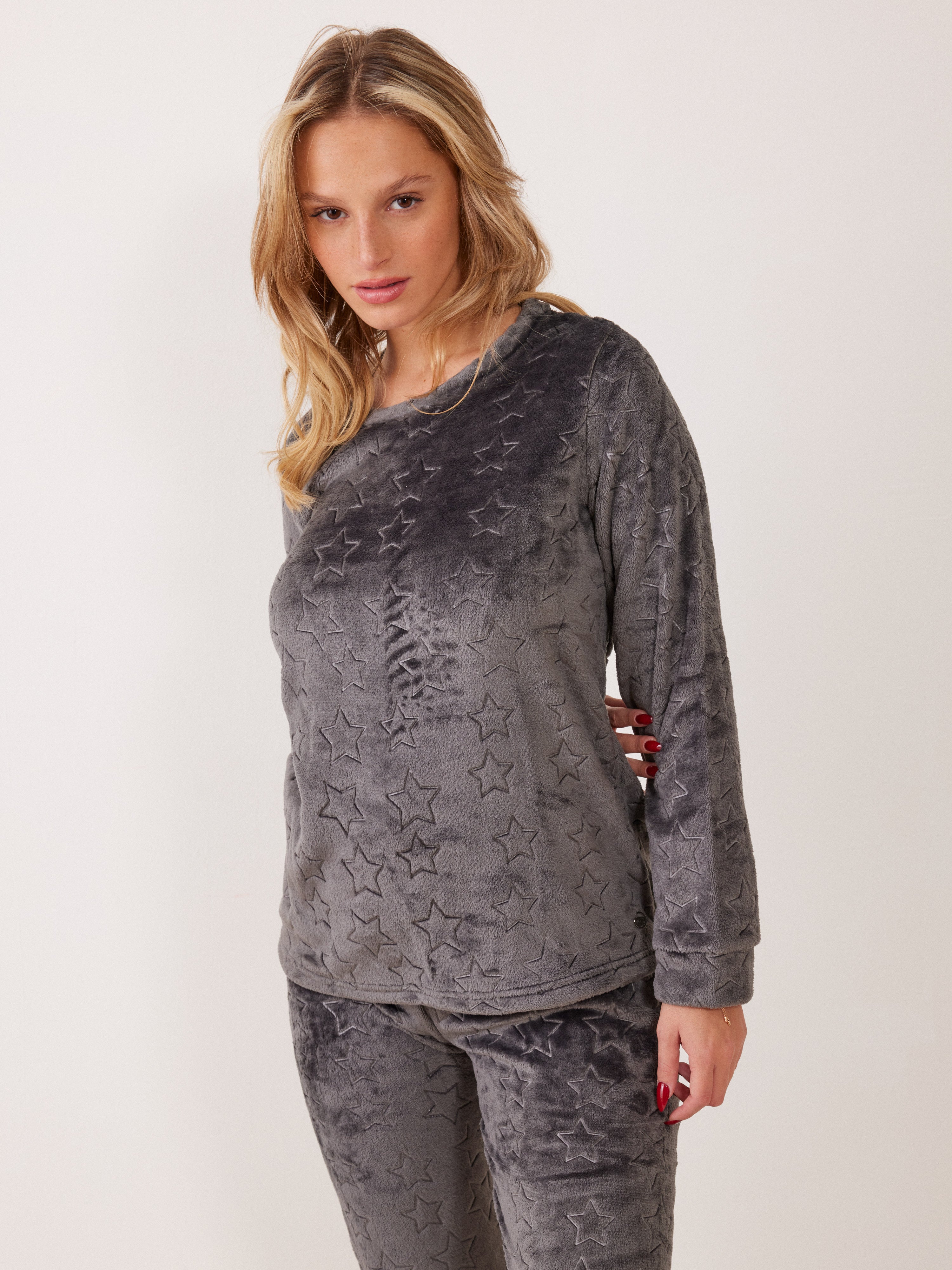 פיג`מה כוכבים פלאפי - אפור