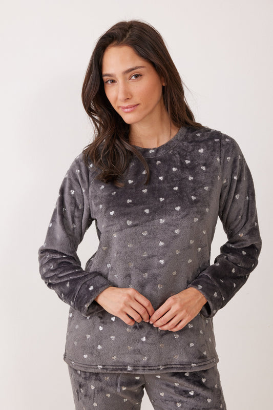 פיג`מה לבבות פלאפי - אפור