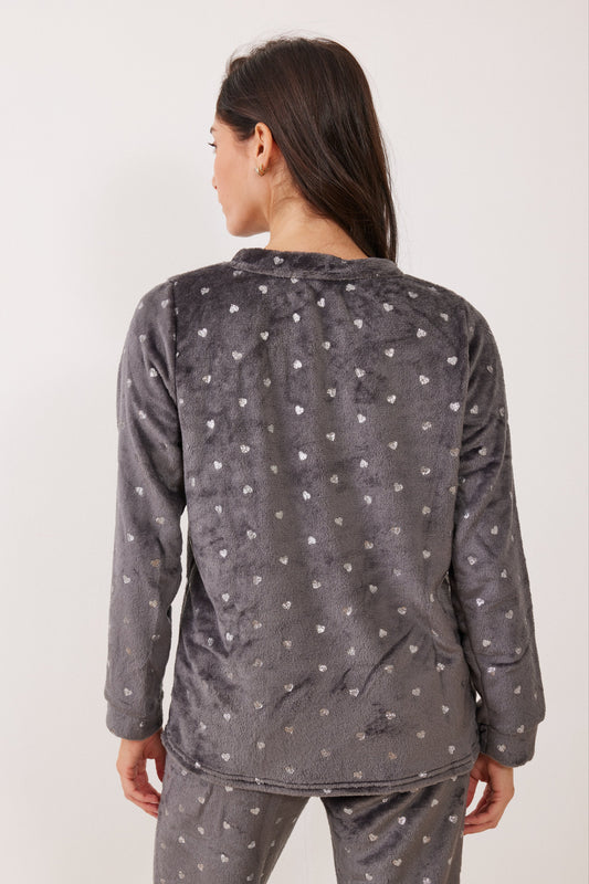 פיג`מה לבבות פלאפי - אפור