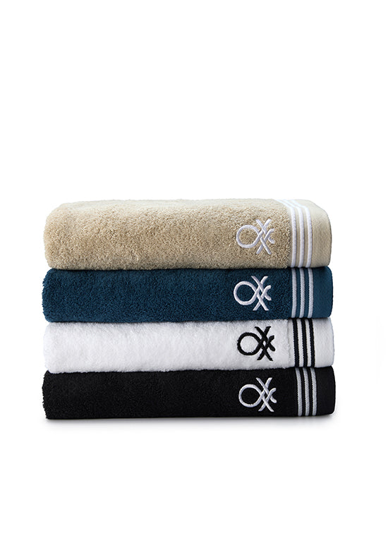 סדרת Classic Benetton , מגבות ידיים חלקות עם רקמת לוגו אלגנטית - כחול