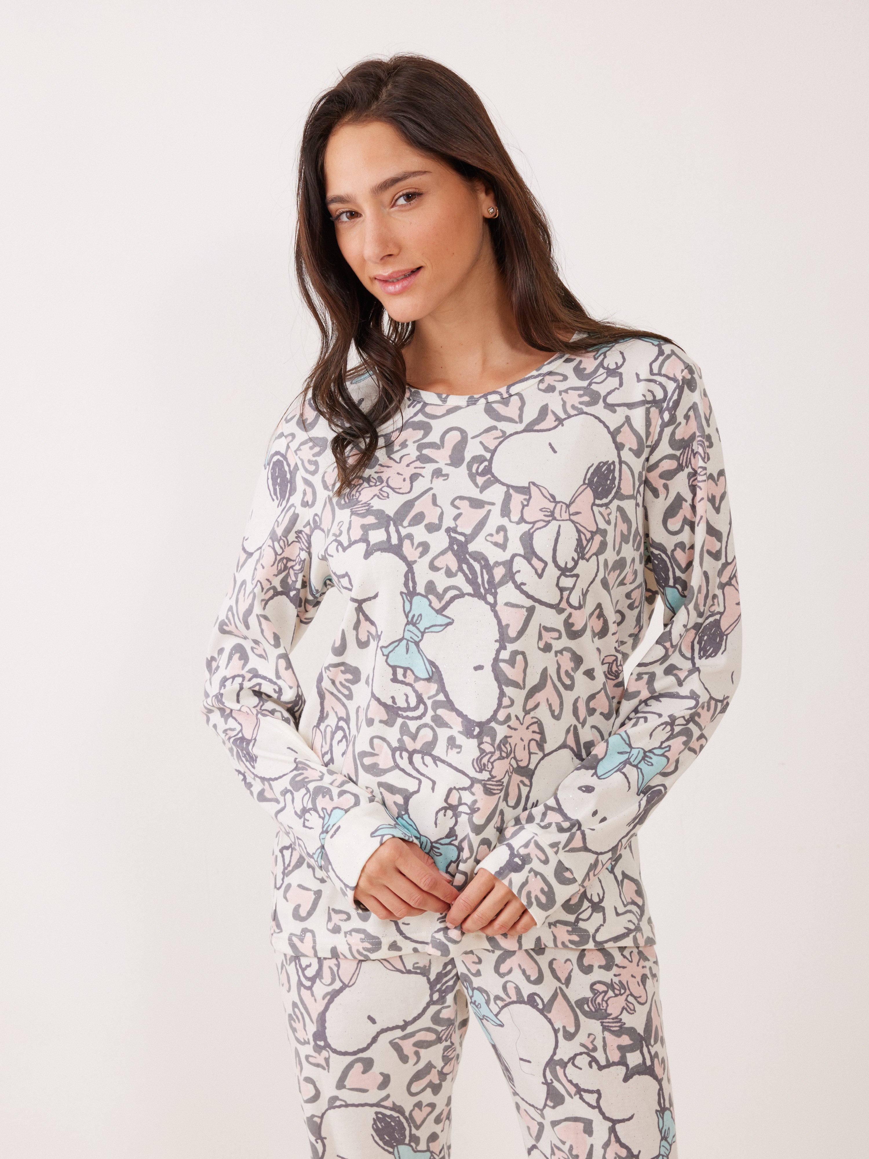 פיג'מת אינטרלוק סנופי - שמנת