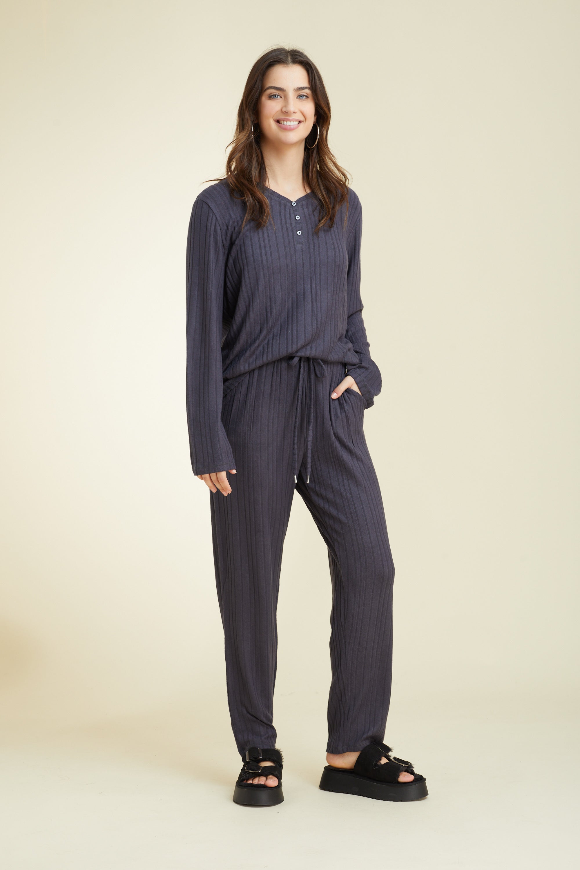 חליפת פנאי ריב - אפור כהה