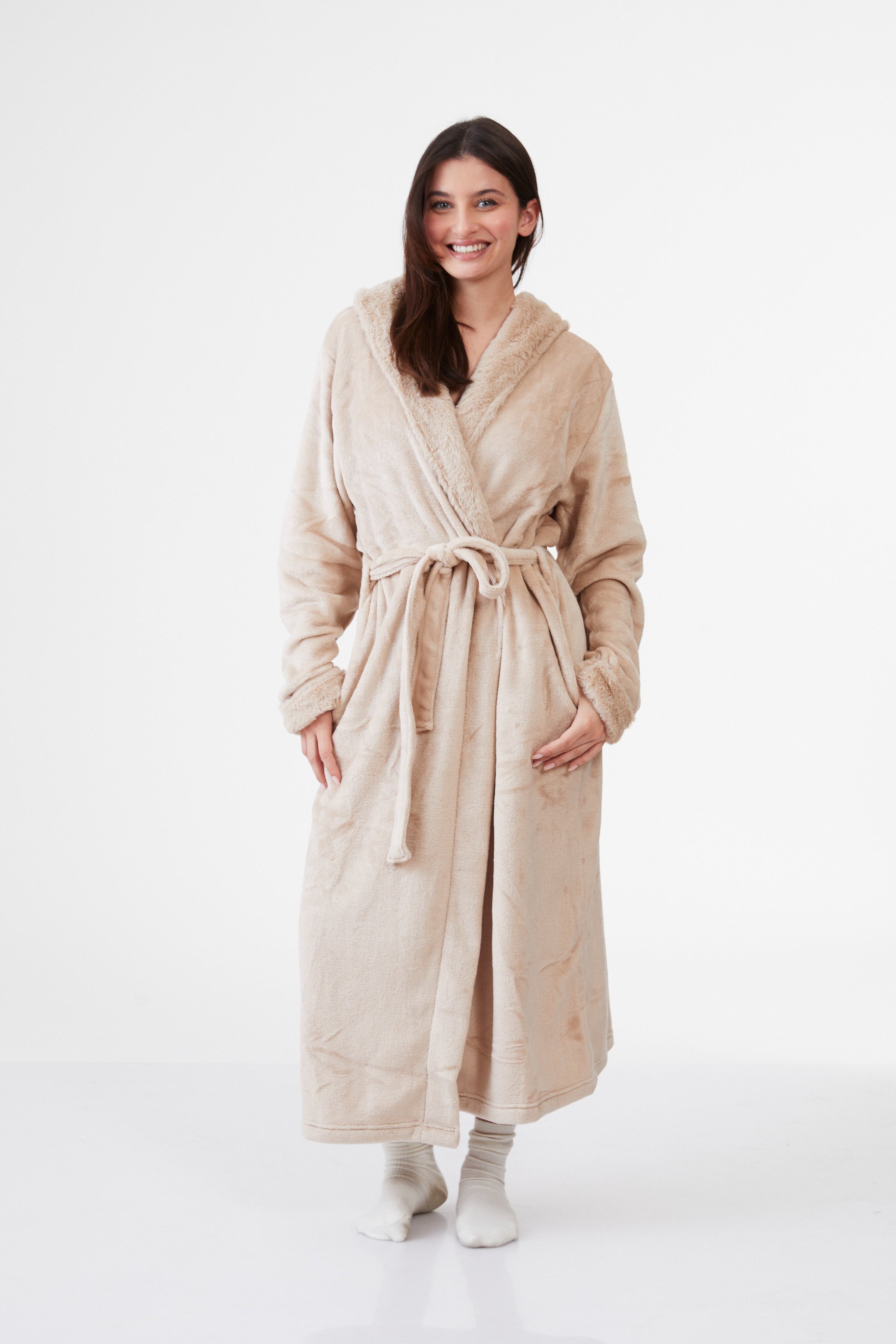 חלוק פלאפי ארוך - בז'