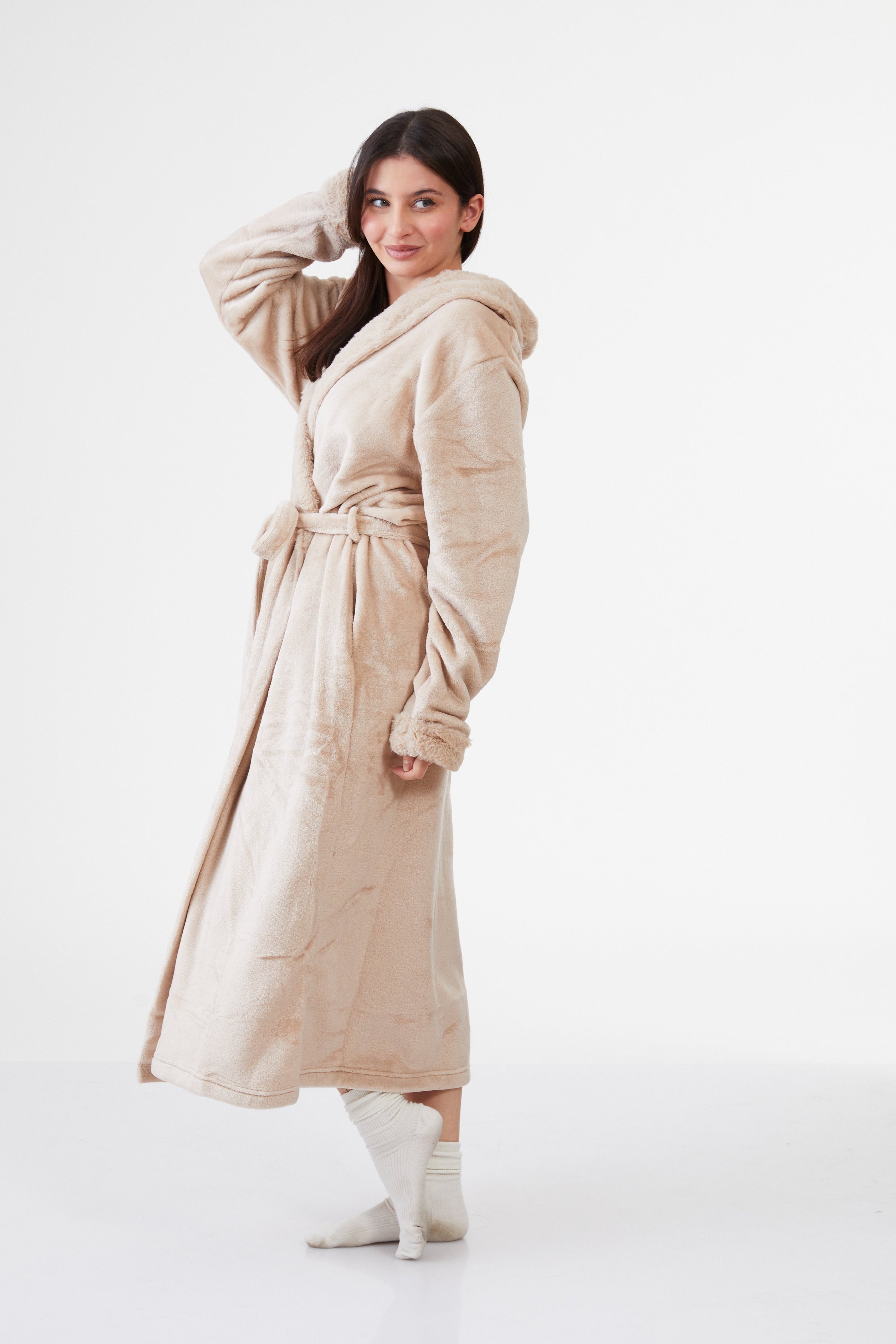 חלוק פלאפי ארוך - בז'