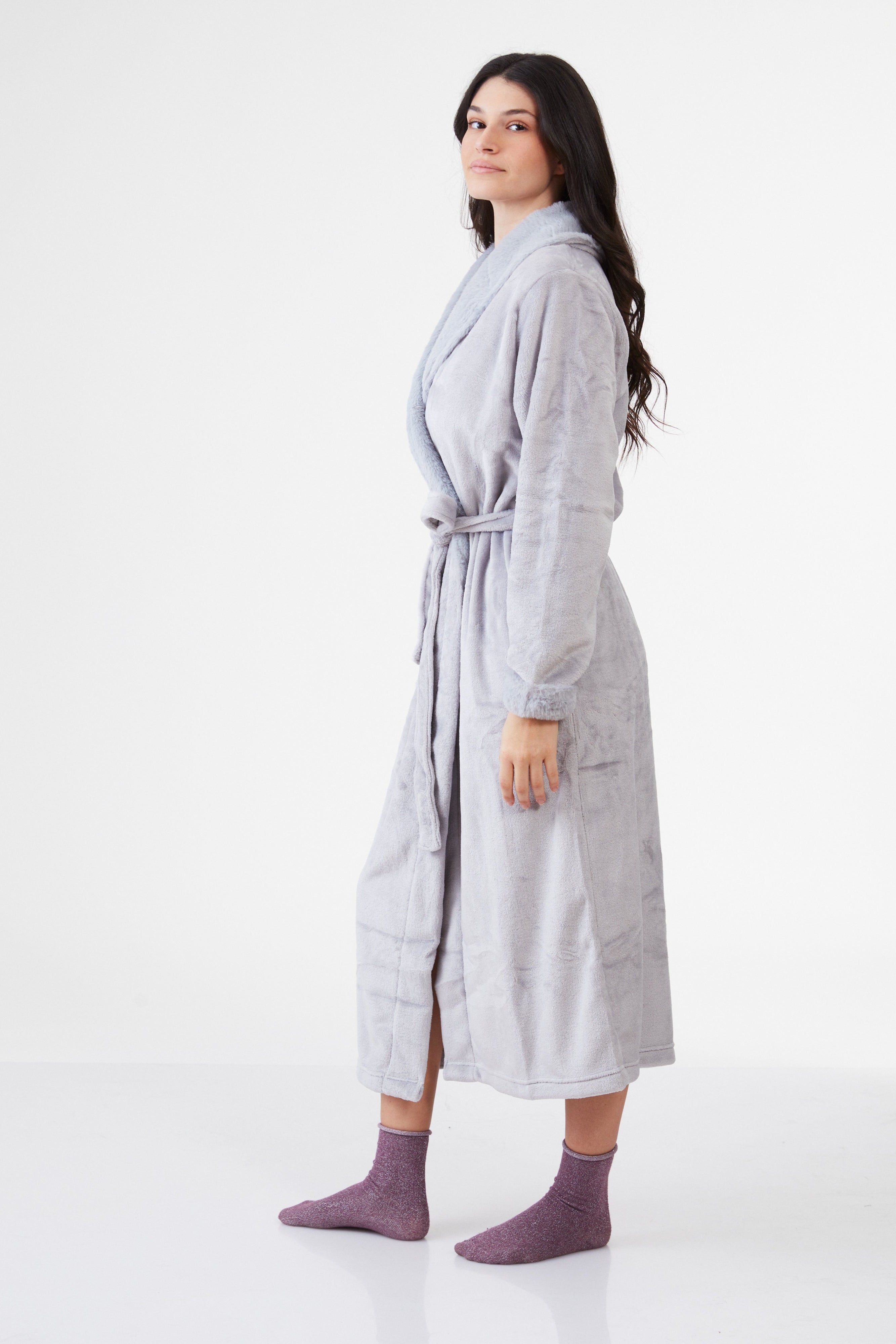 חלוק פלאפי ארוך - אפור