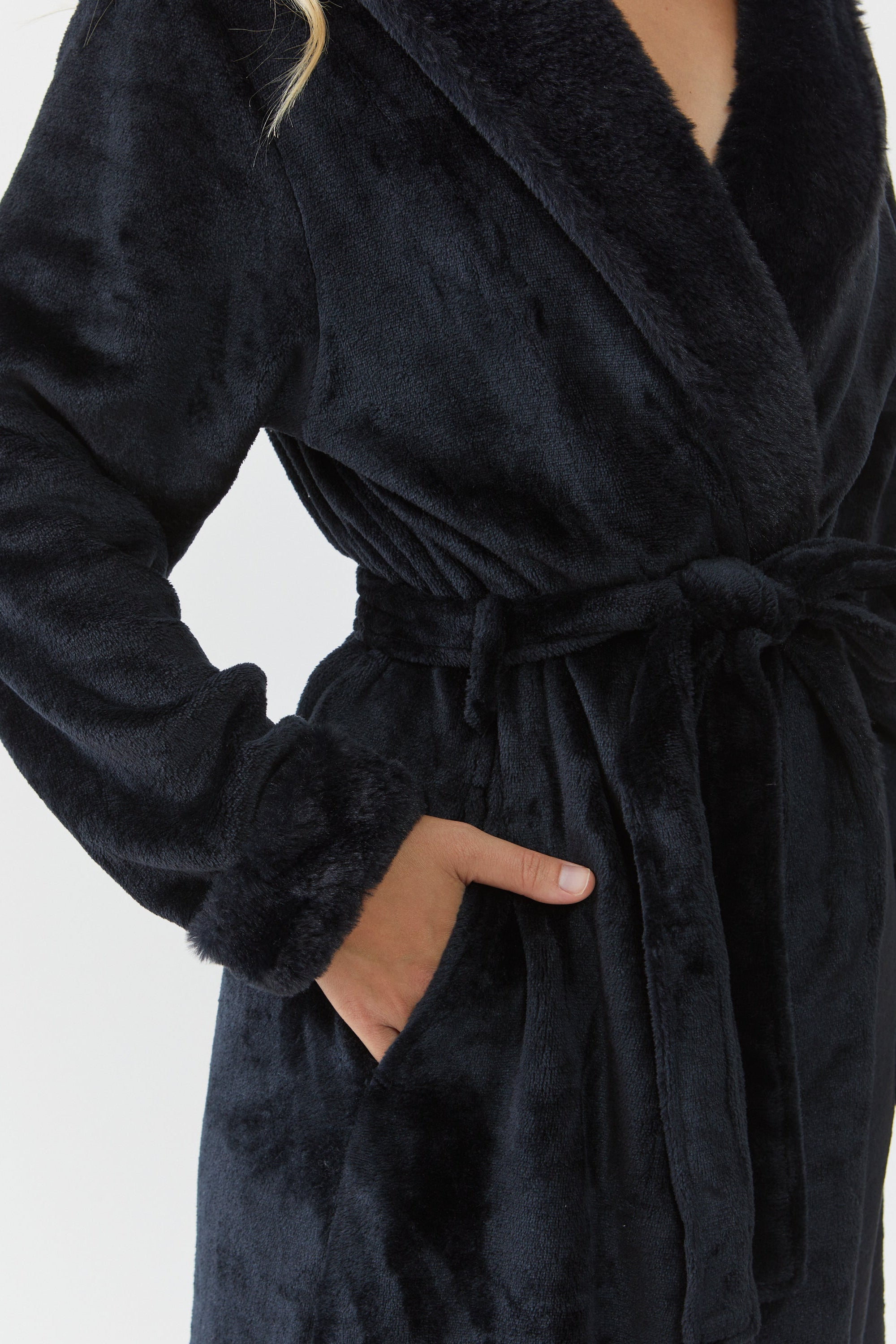 חלוק פלאפי ארוך - שחור