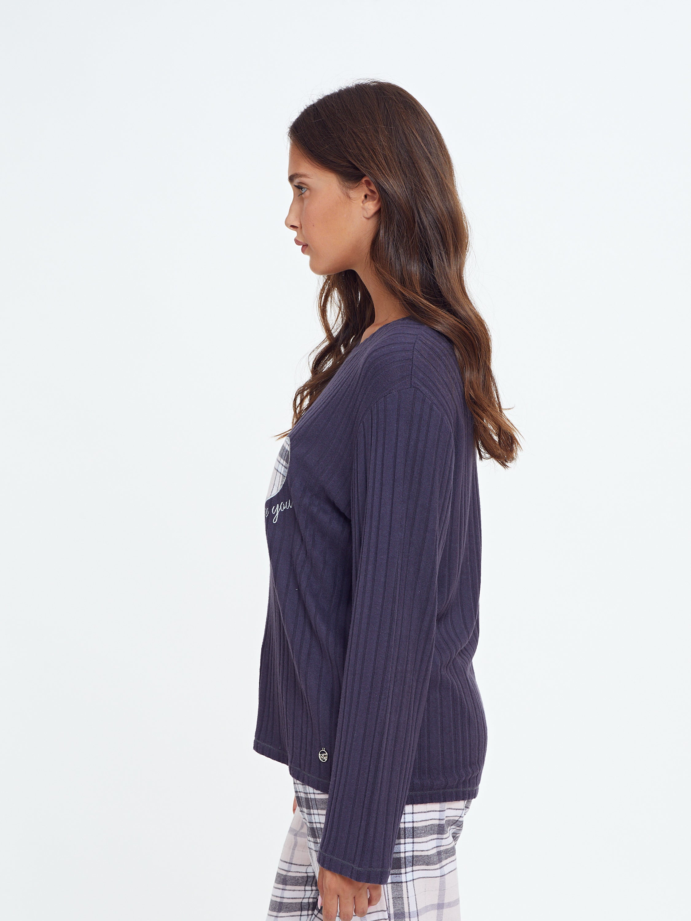 פיג'מה ריב ויסקוזה מכנס משבצות