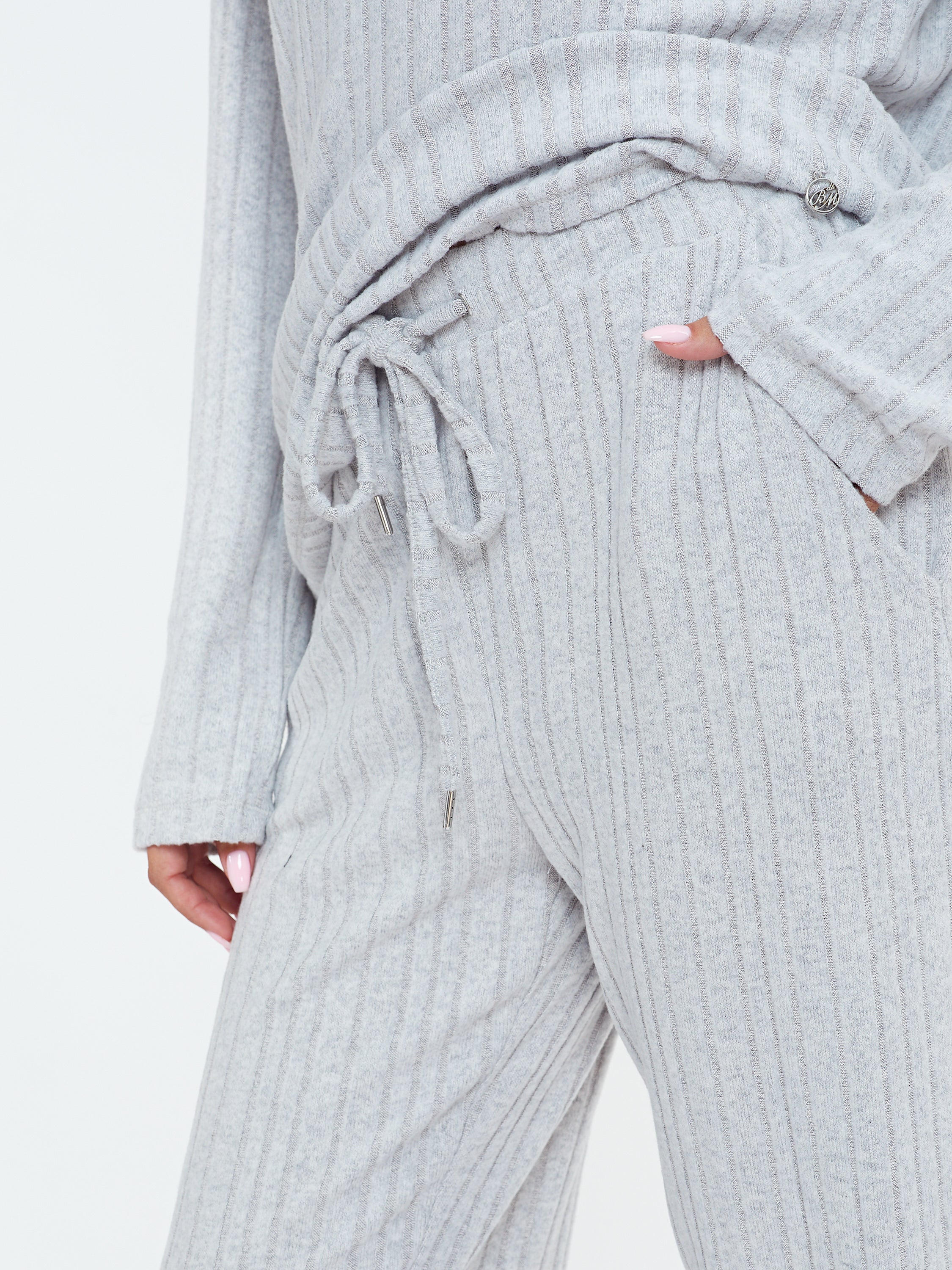 פיג'מה קלאסית ריב ויסקוזה - אפור מלאנז