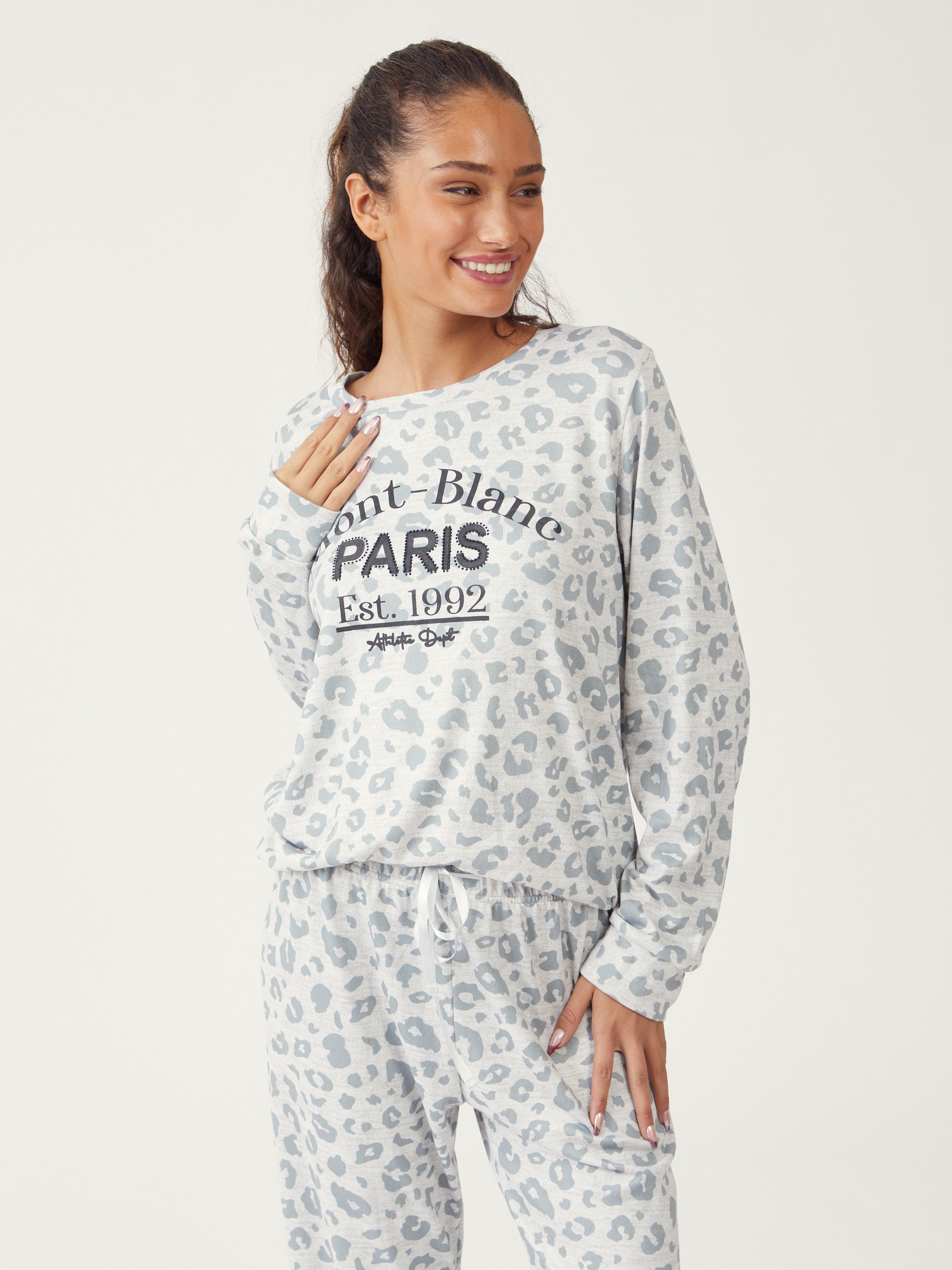 סט פיג'מה דקה האצ'י - אפור מלאנז