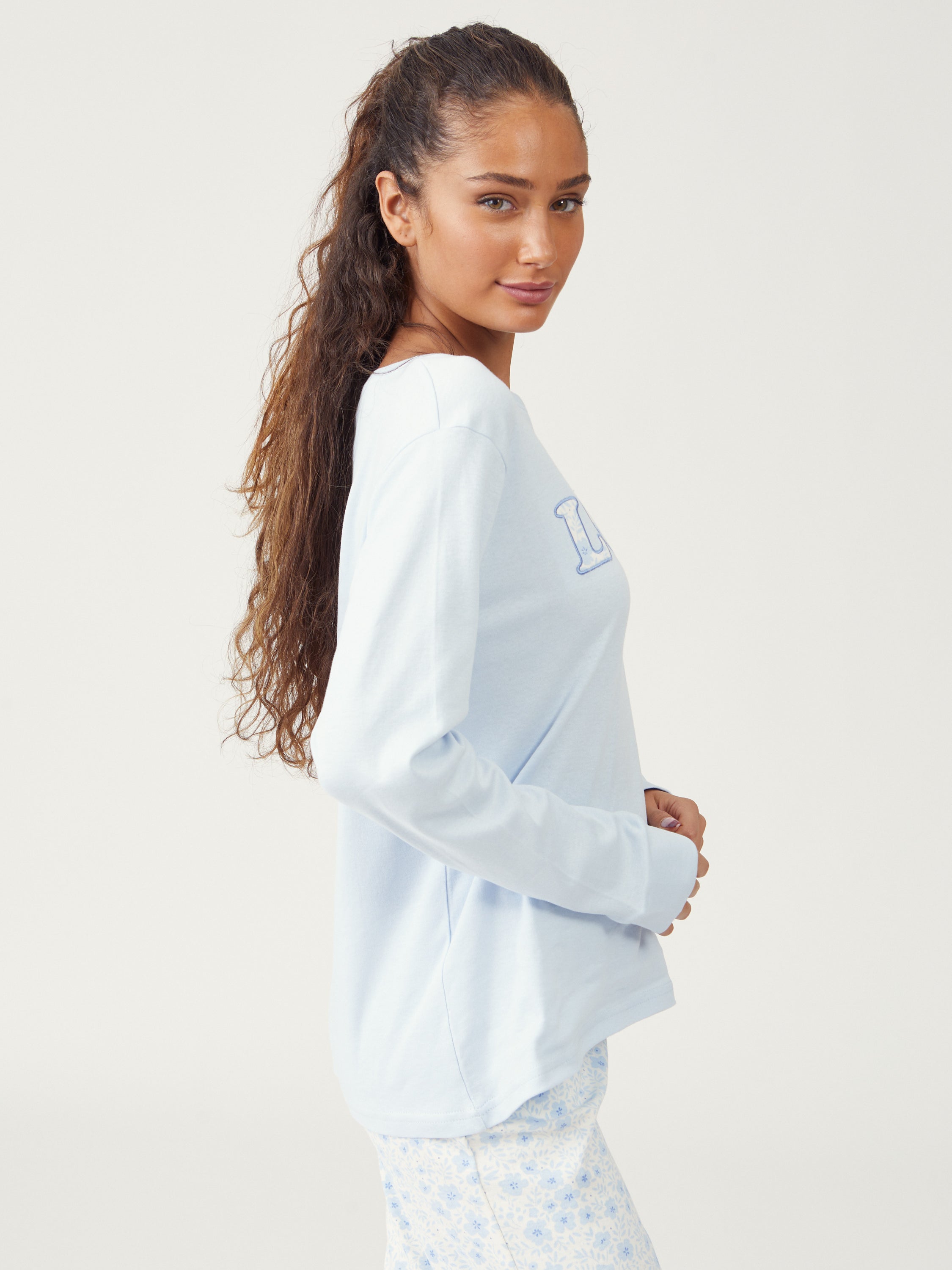 פיג'מת אינטרלוק 100% כותנה - כחול