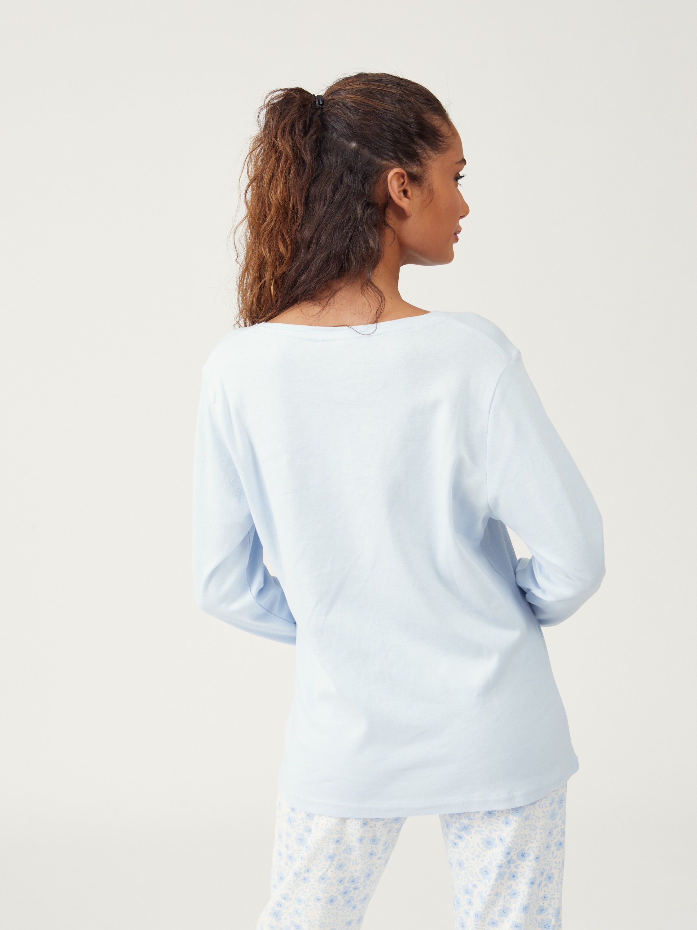 פיג'מת אינטרלוק 100% כותנה - כחול