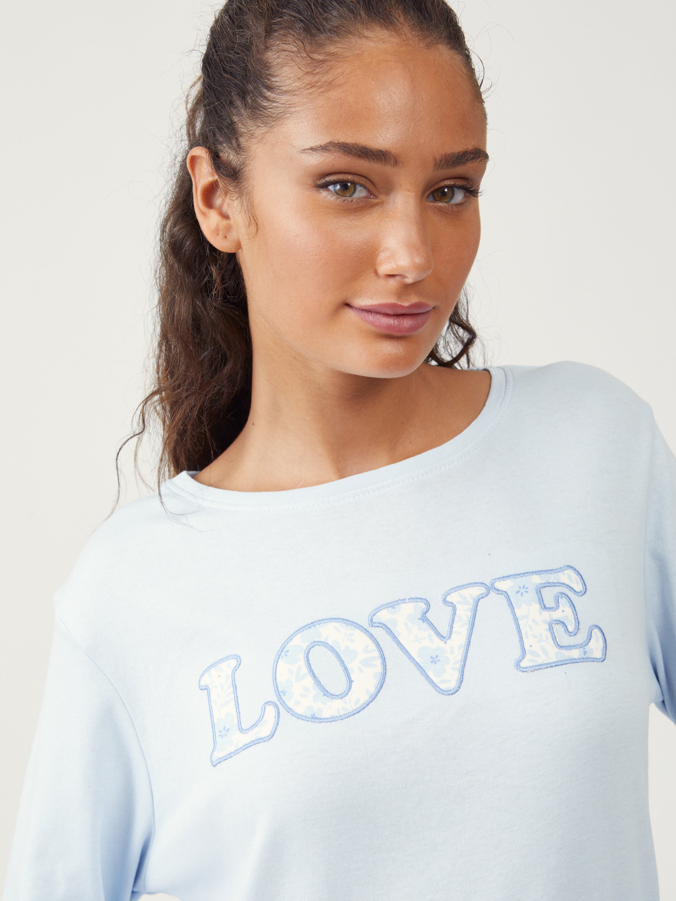 פיג'מת אינטרלוק 100% כותנה - כחול