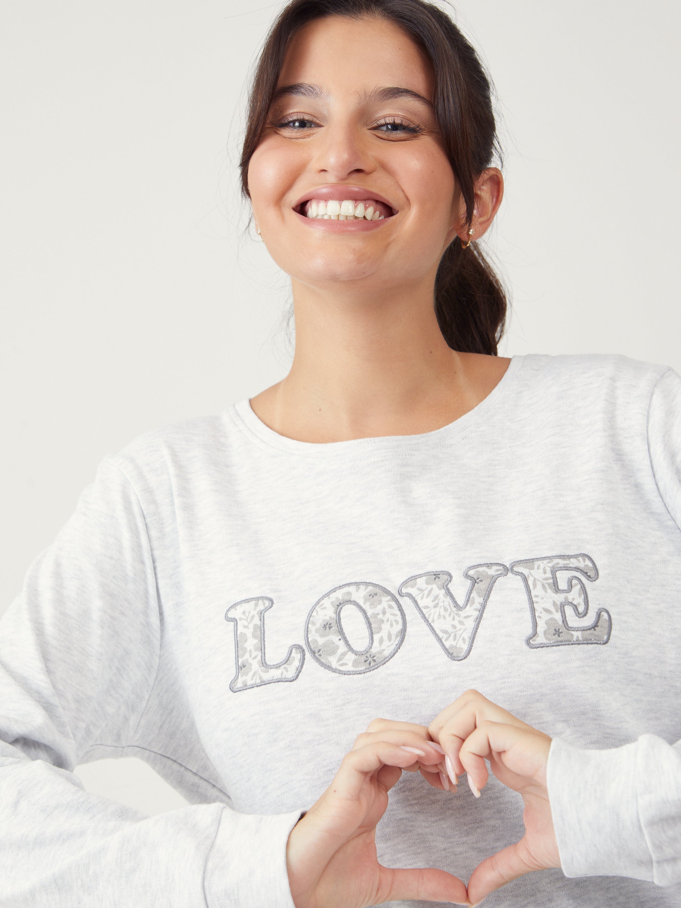 פיג'מת אינטרלוק 100% כותנה - אפור מלאנז