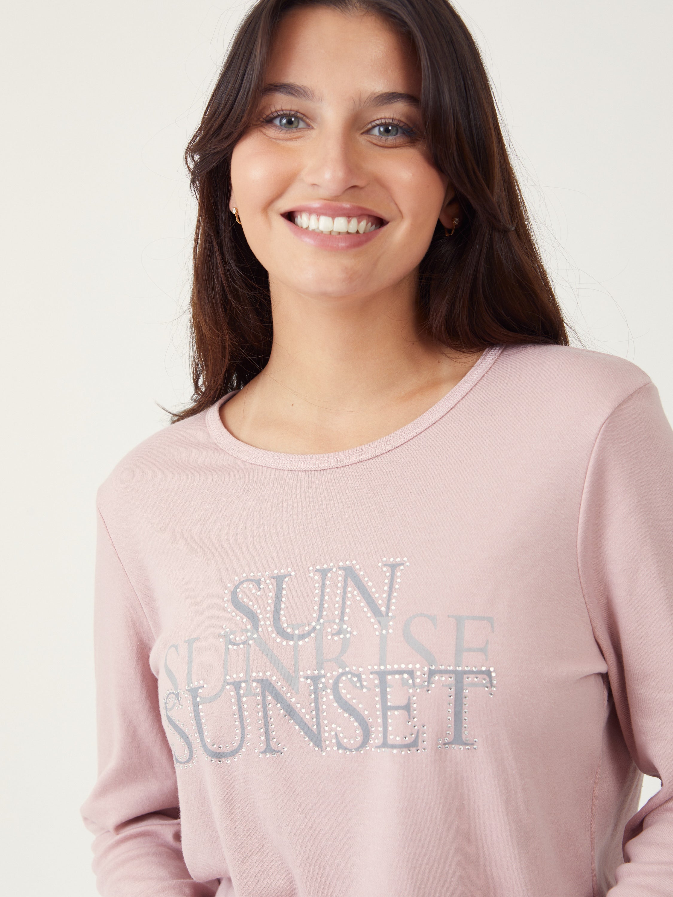 סט פיג'מת כיתוב - ורוד