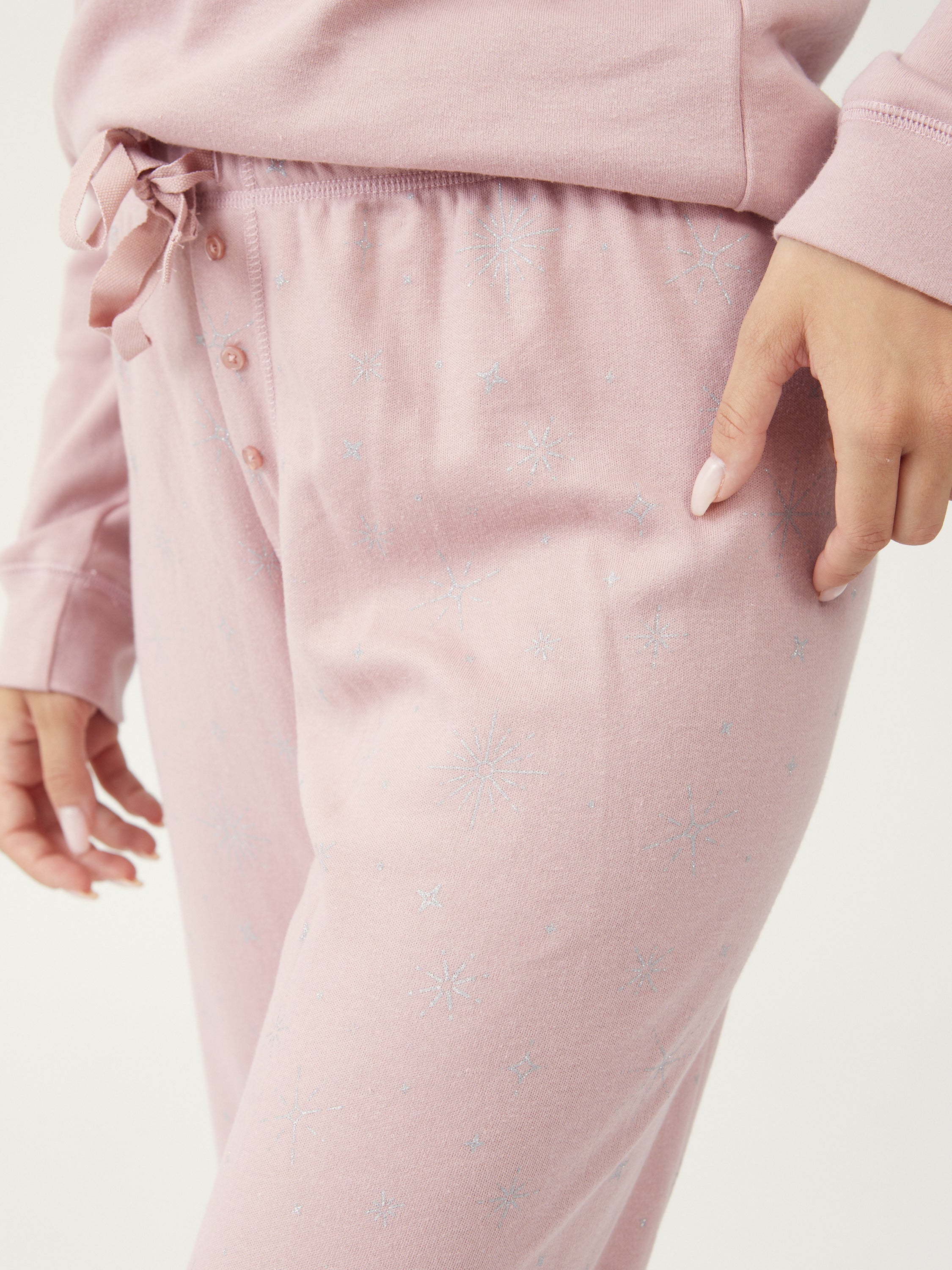 סט פיג'מת כיתוב - ורוד