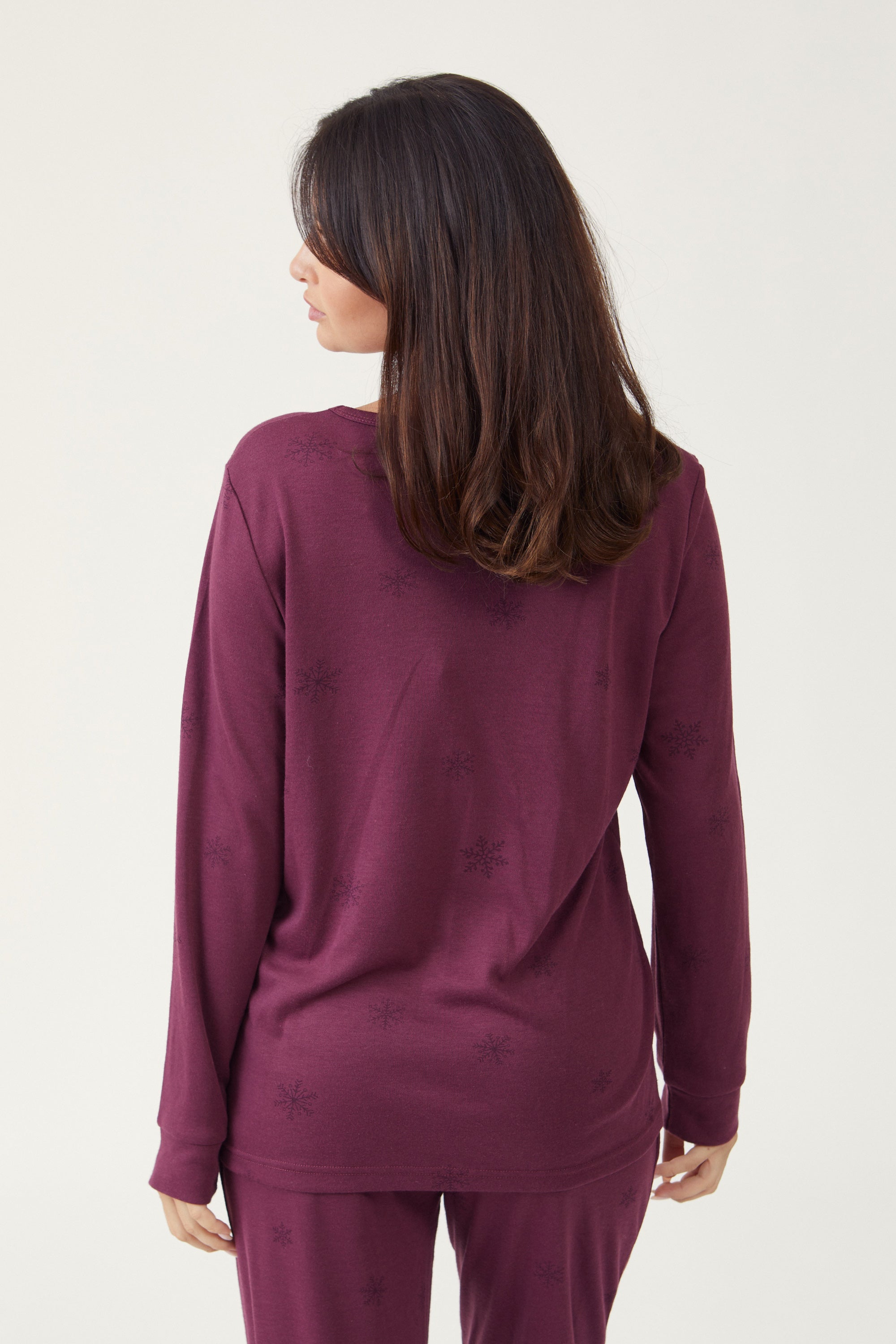COZY WINTER סט פיג'מה ארוכה דקה - בורדו