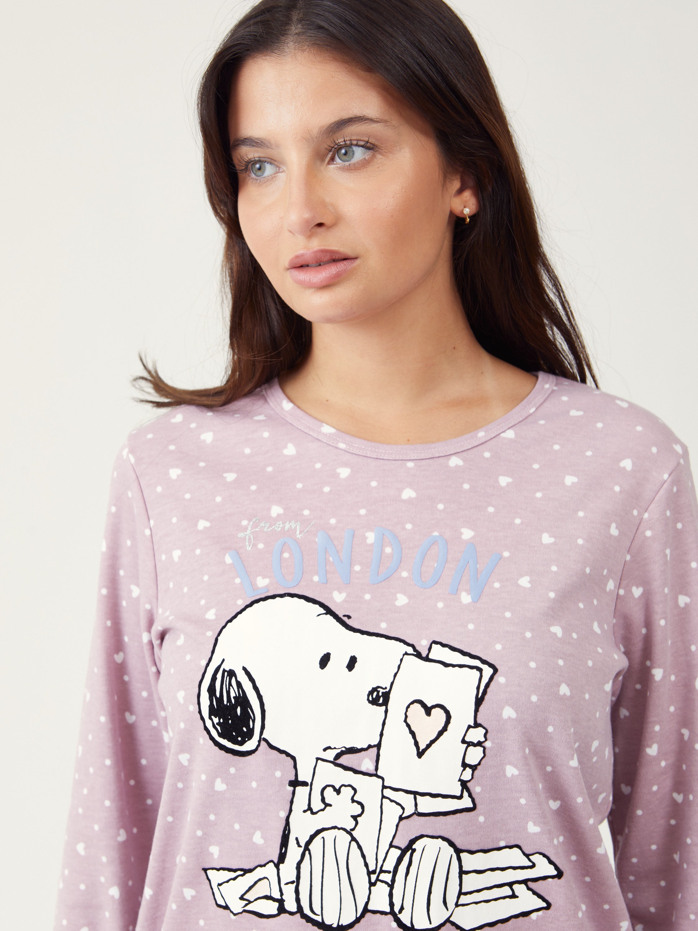 פיג'מת סנופי אינטרלוק - סגול