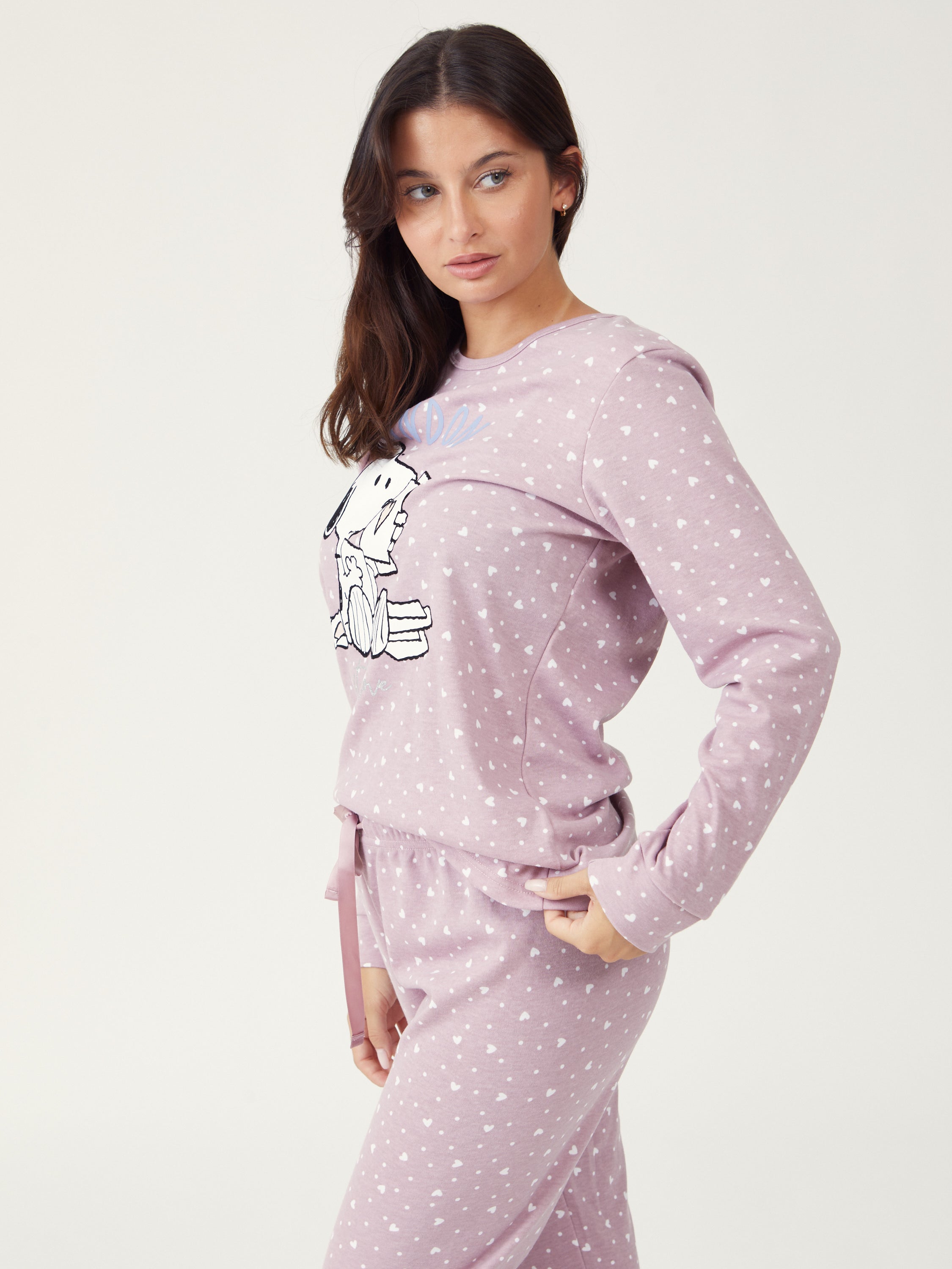 פיג'מת סנופי אינטרלוק - סגול