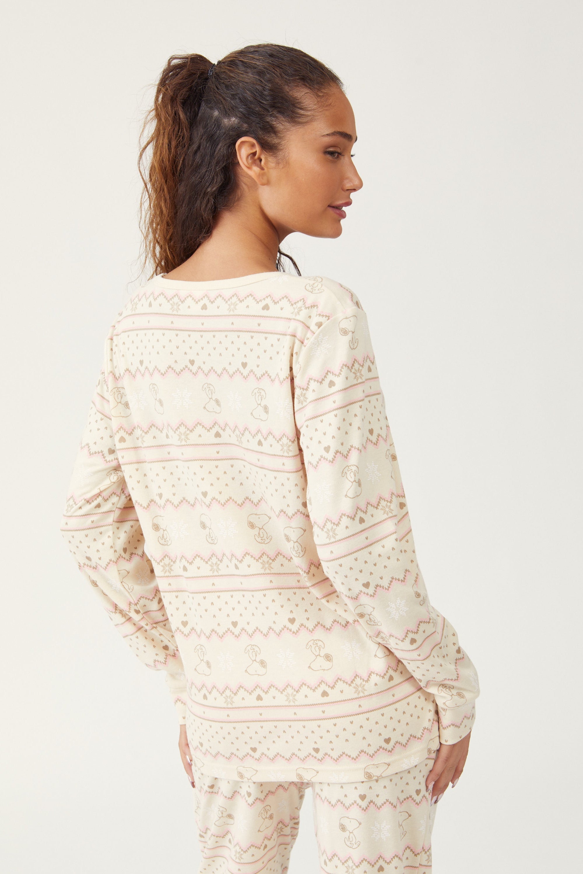 סט פיג'מת סנופי -בז'