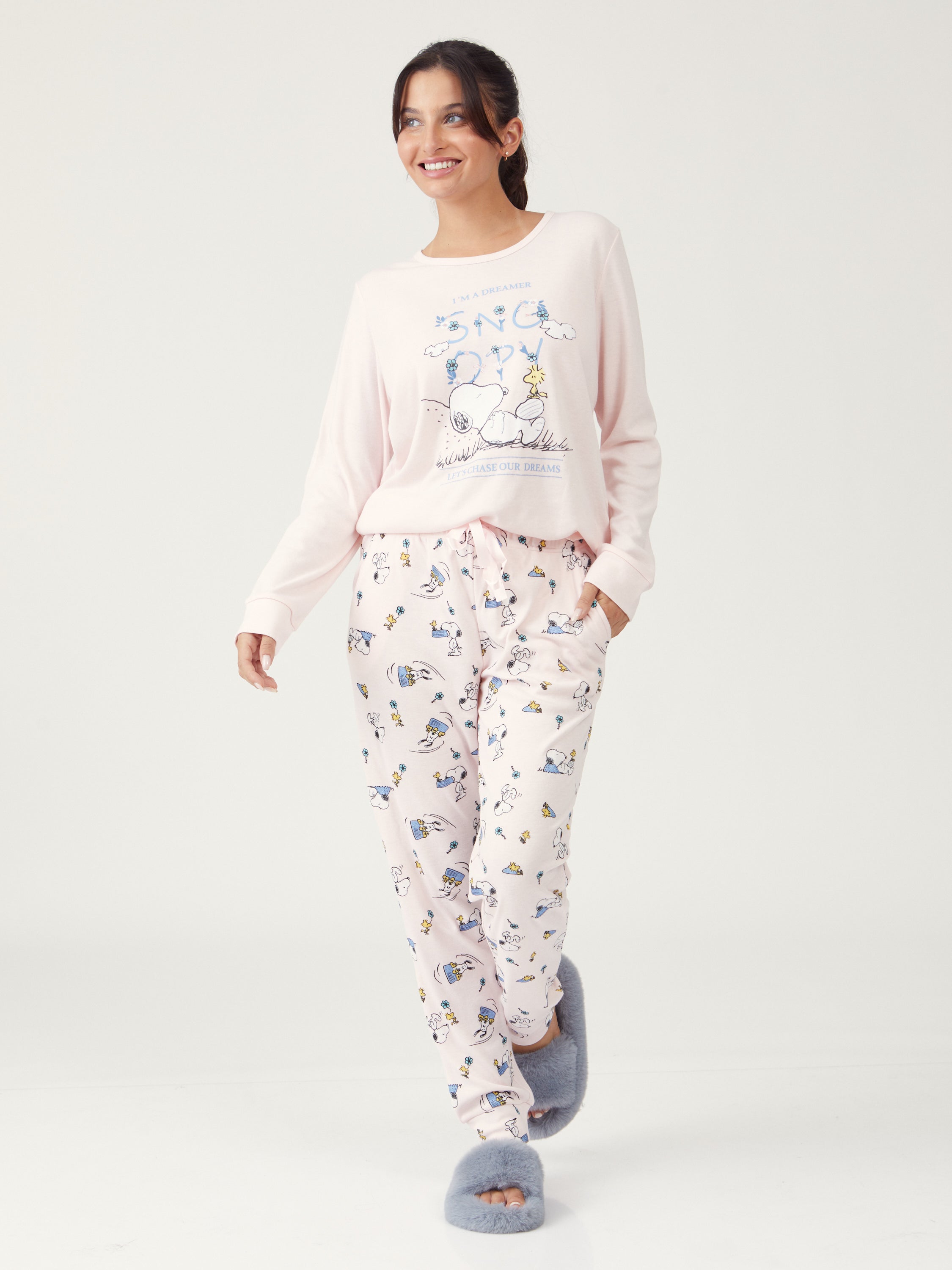 סט פיג'מת סנופי - ורוד