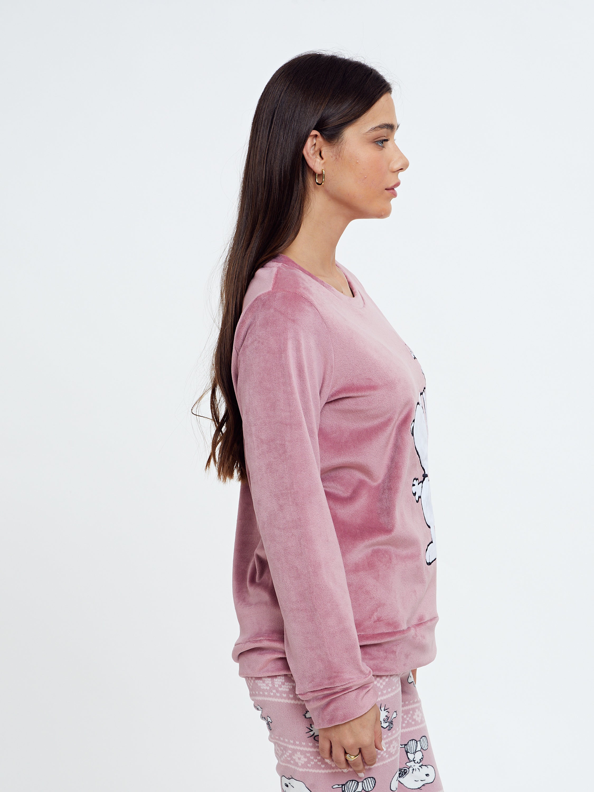 פיג'מת קטיפה סנופי - סגול