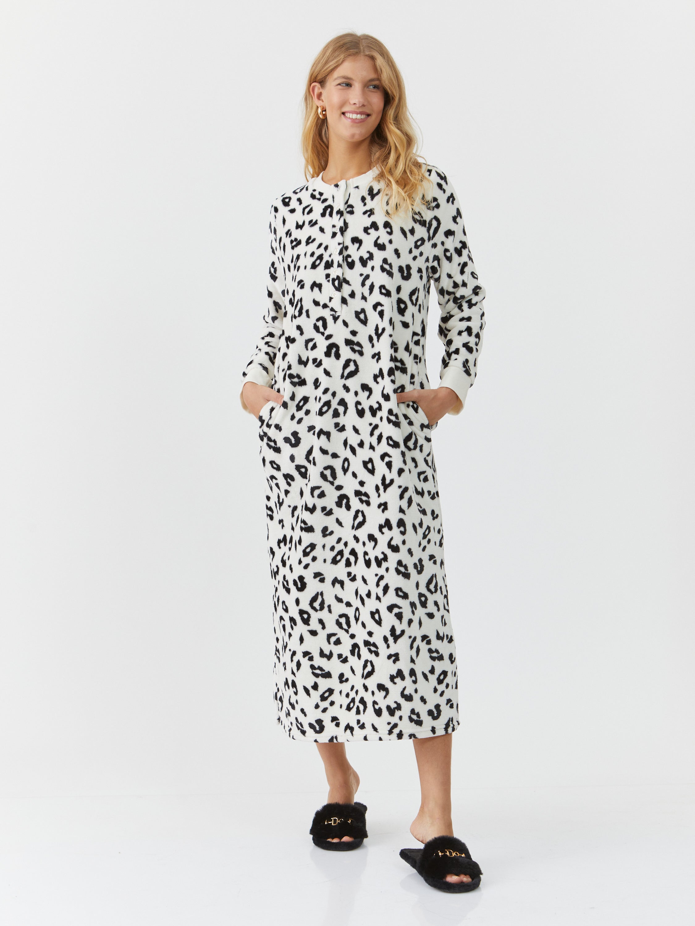 כותונת פלאפי מנומרת - שמנת