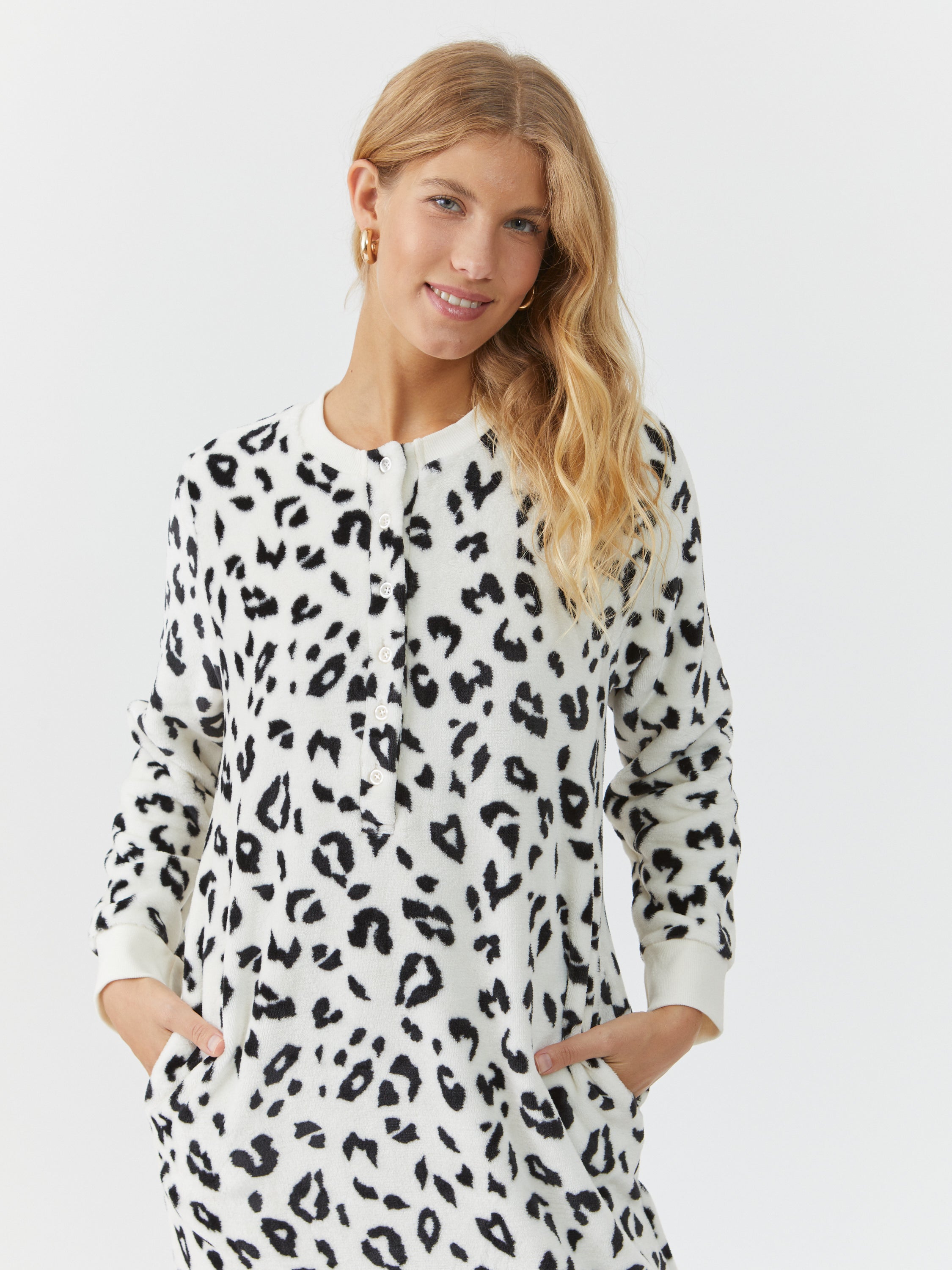 כותונת פלאפי מנומרת - שמנת