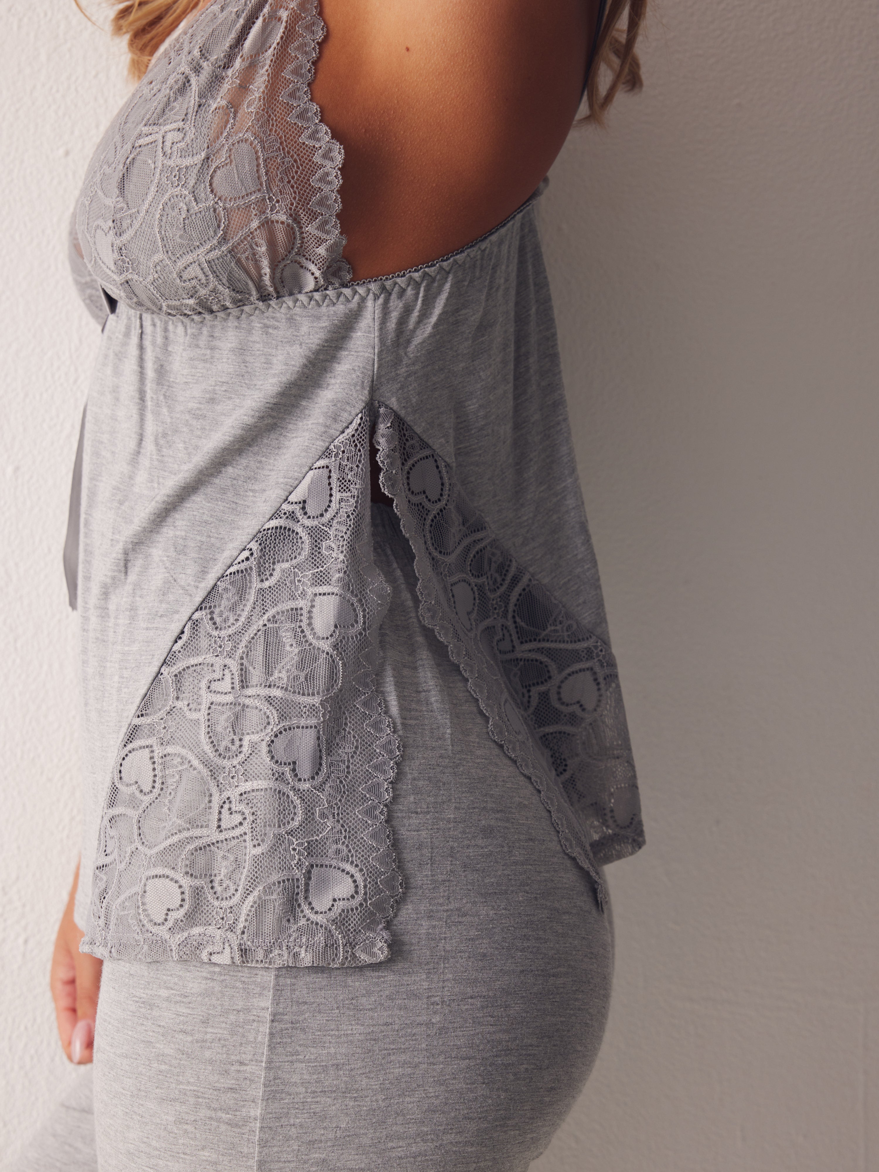 בייבי דול ארוך ויסקוזה תחרה - אפור