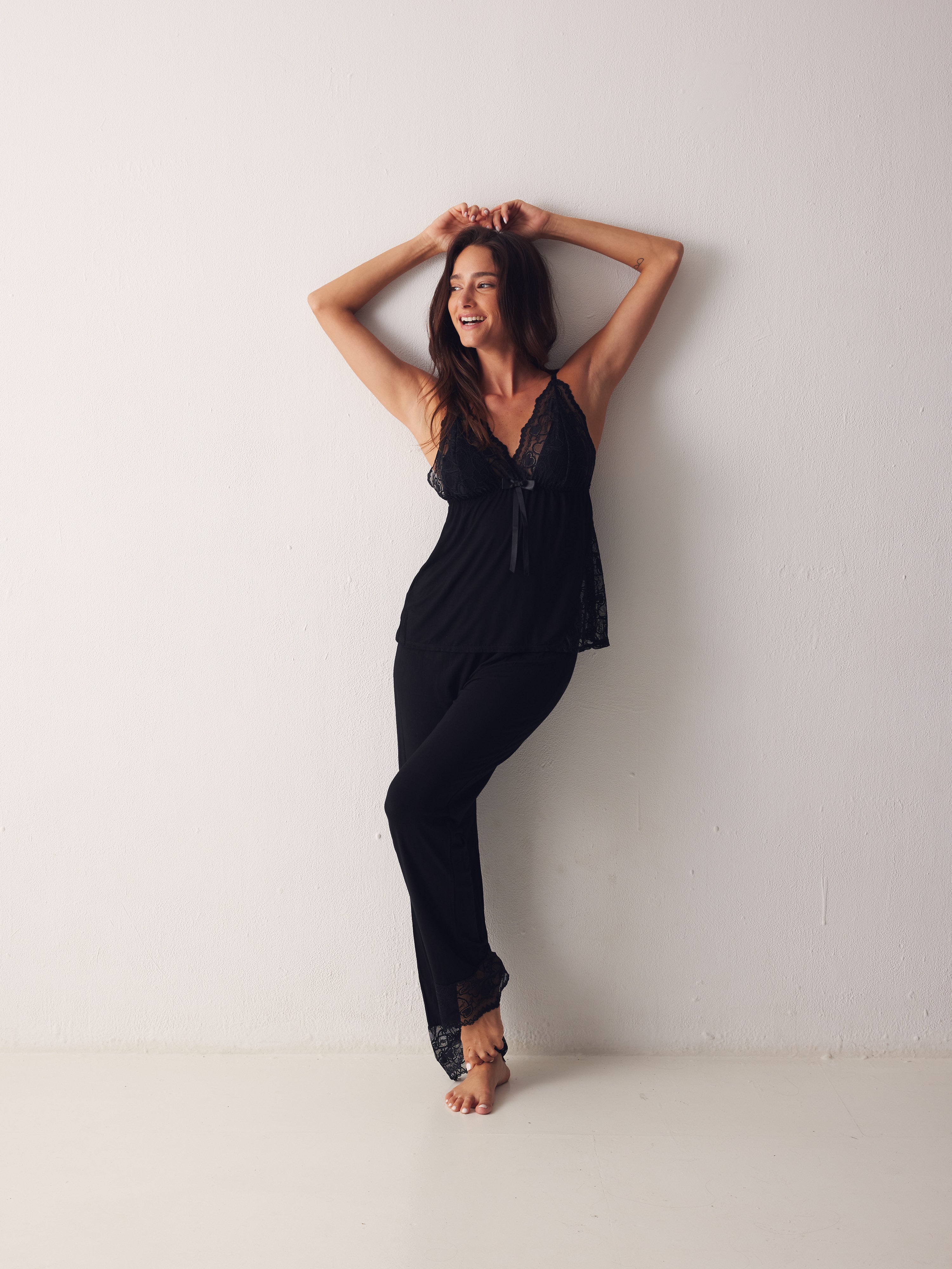 בייבי דול ארוך ויסקוזה תחרה - שחור