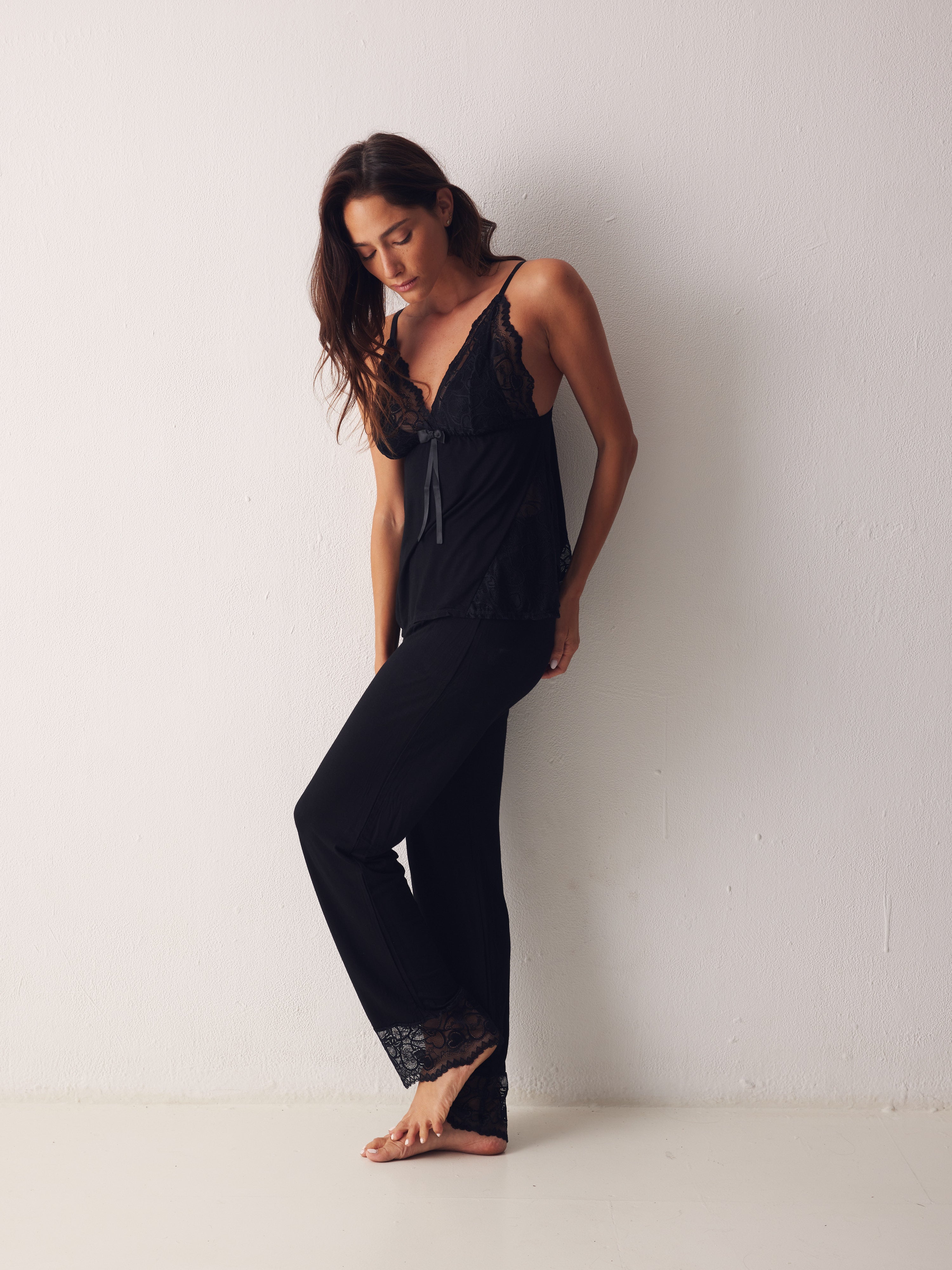 בייבי דול ארוך ויסקוזה תחרה - שחור