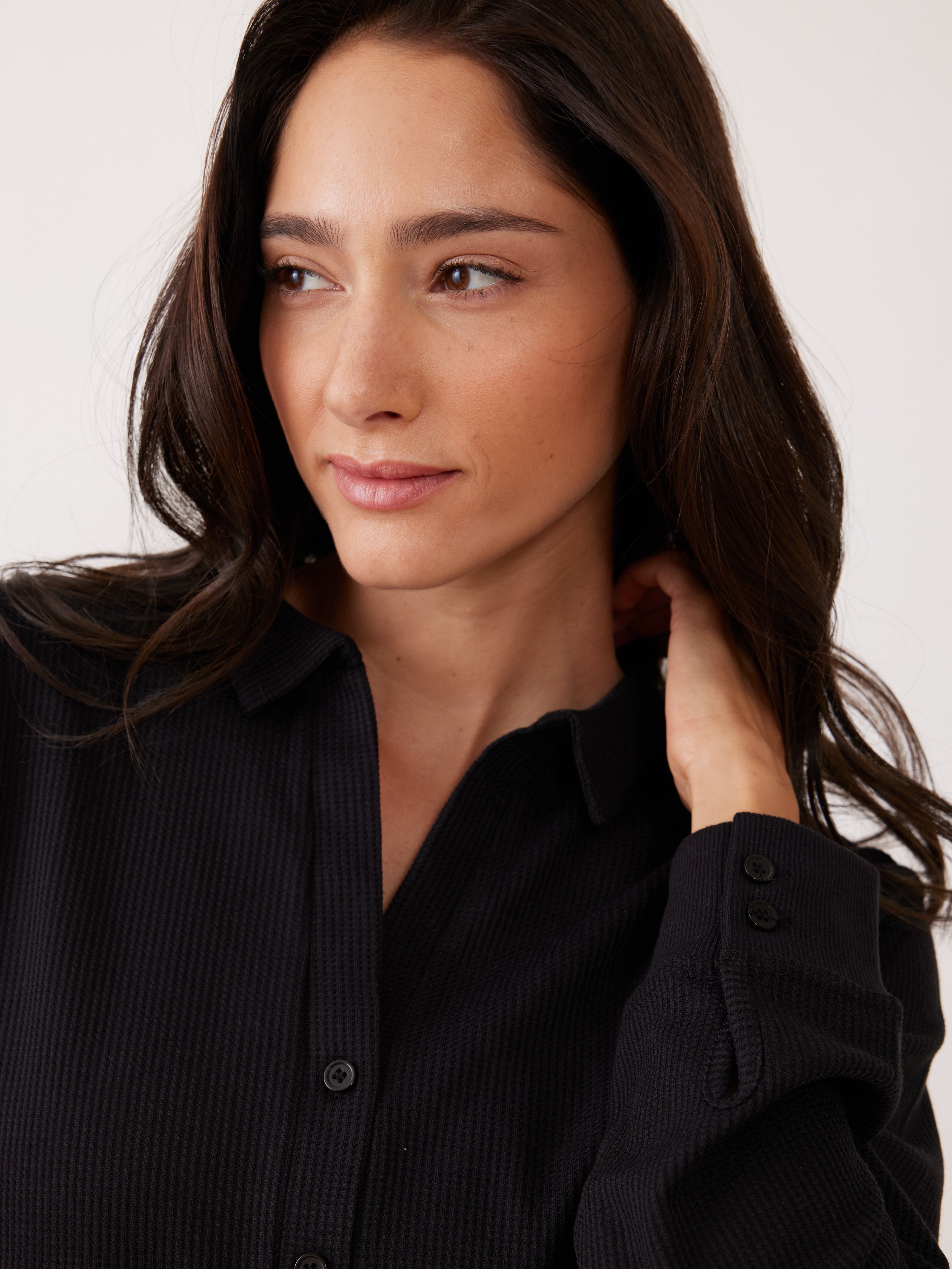 חליפת פנאי מכופתרת וואפל - שחור