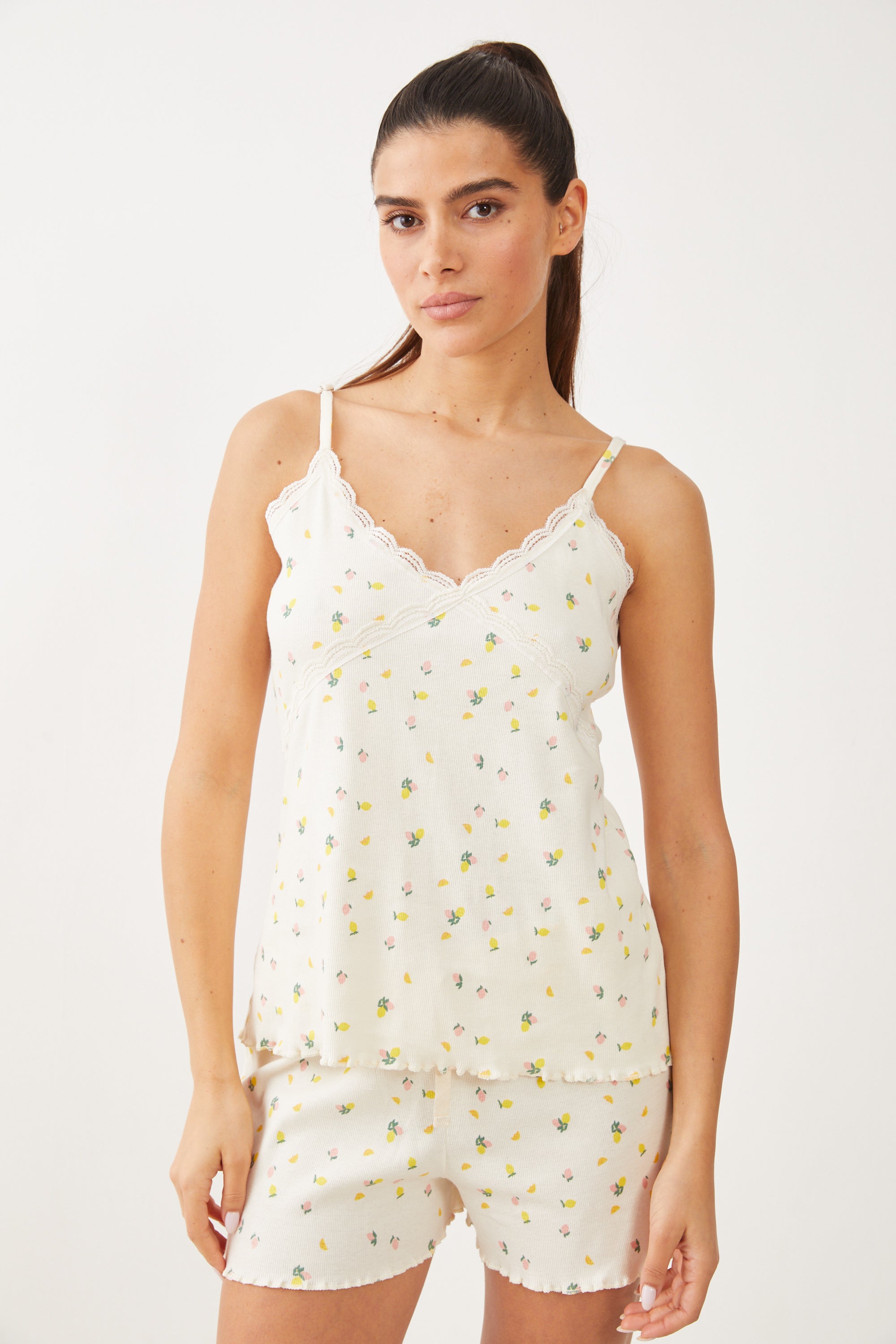 פיג'מה גופייה ריב- פרחונית