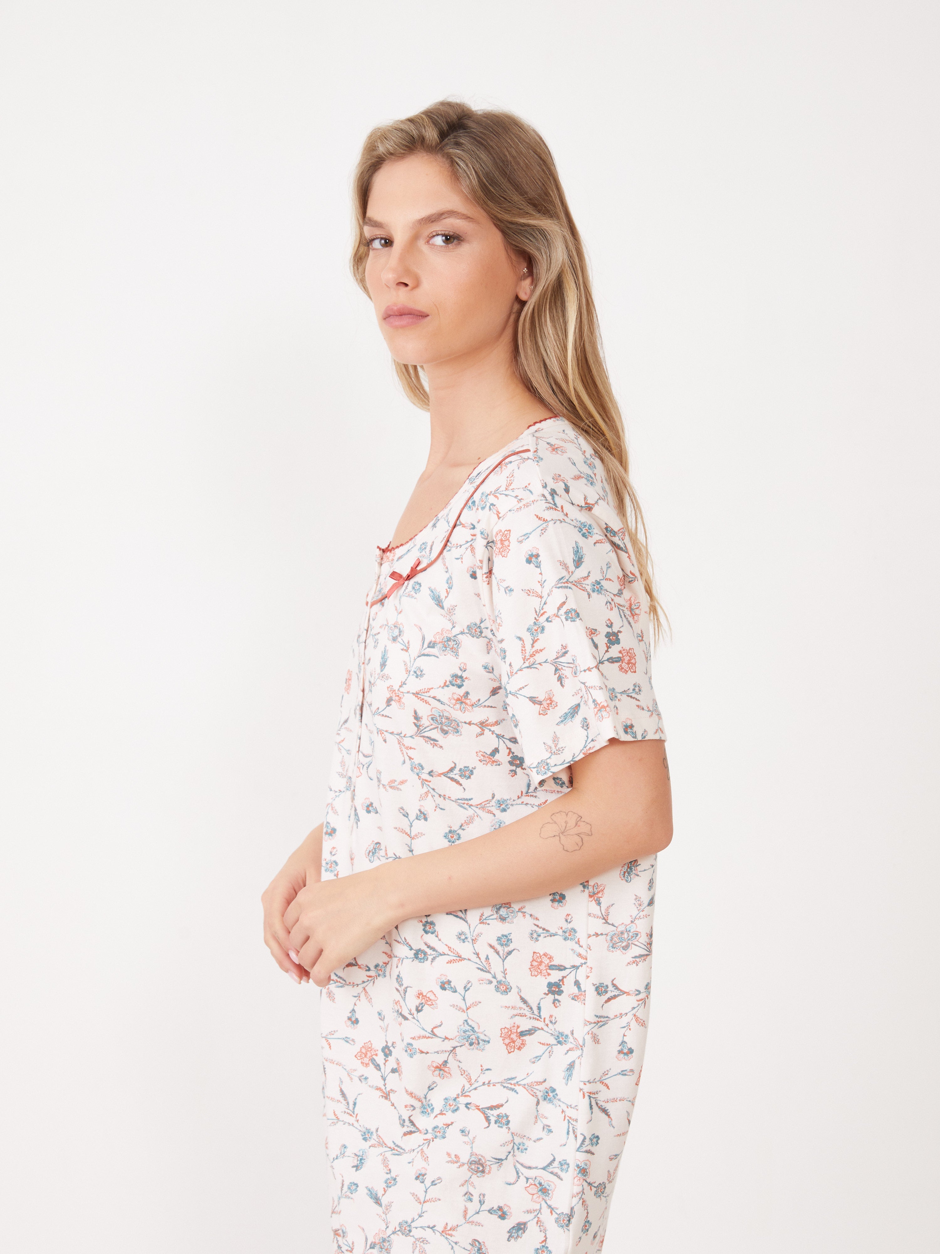 טהבד כותונת שרוול קצר- אקזוטי - שמנת