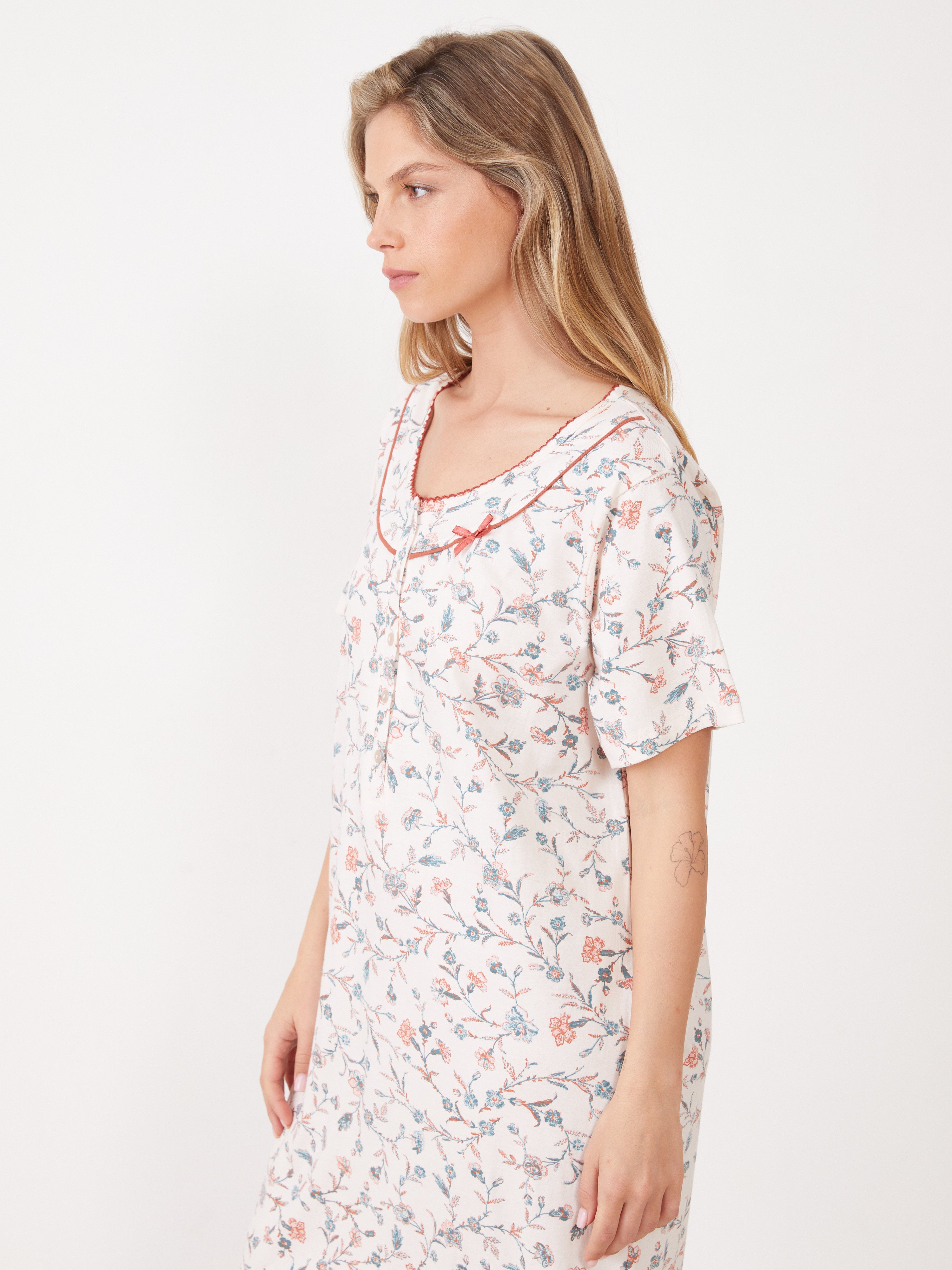 טהבד כותונת שרוול קצר- אקזוטי - שמנת