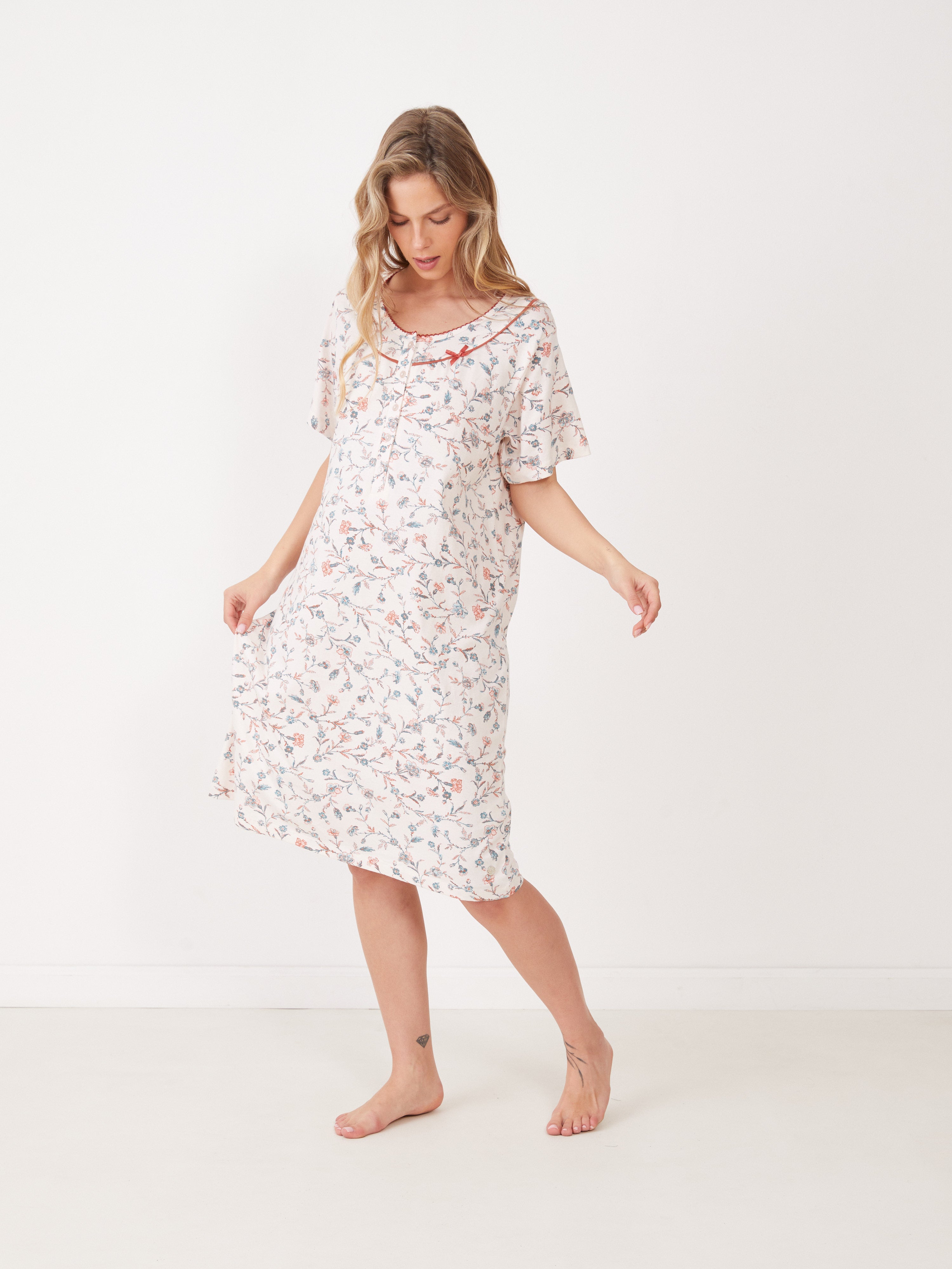 טהבד כותונת שרוול קצר- אקזוטי - שמנת