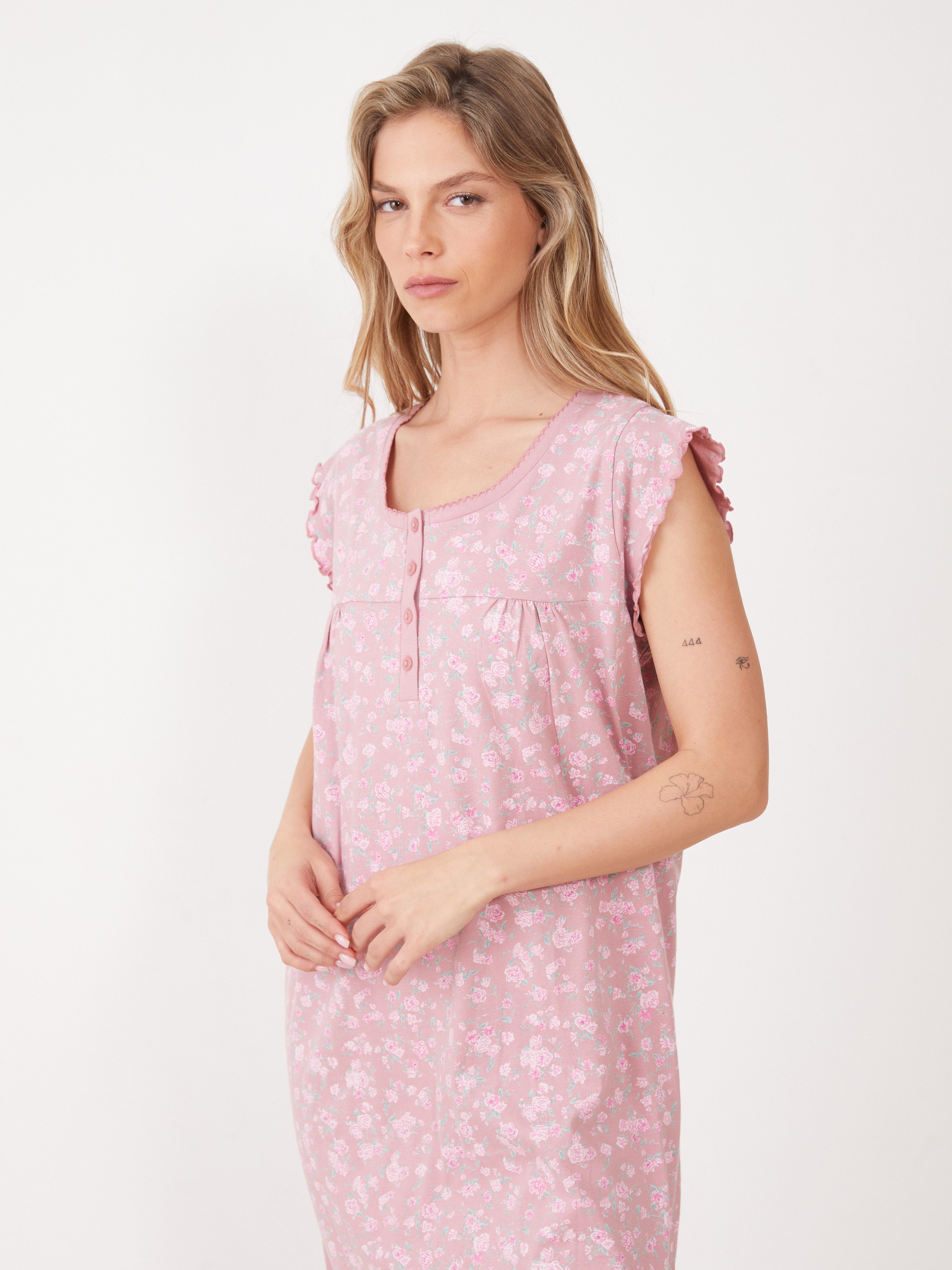 כותונת טהבד פרחונית - ורוד מעושן