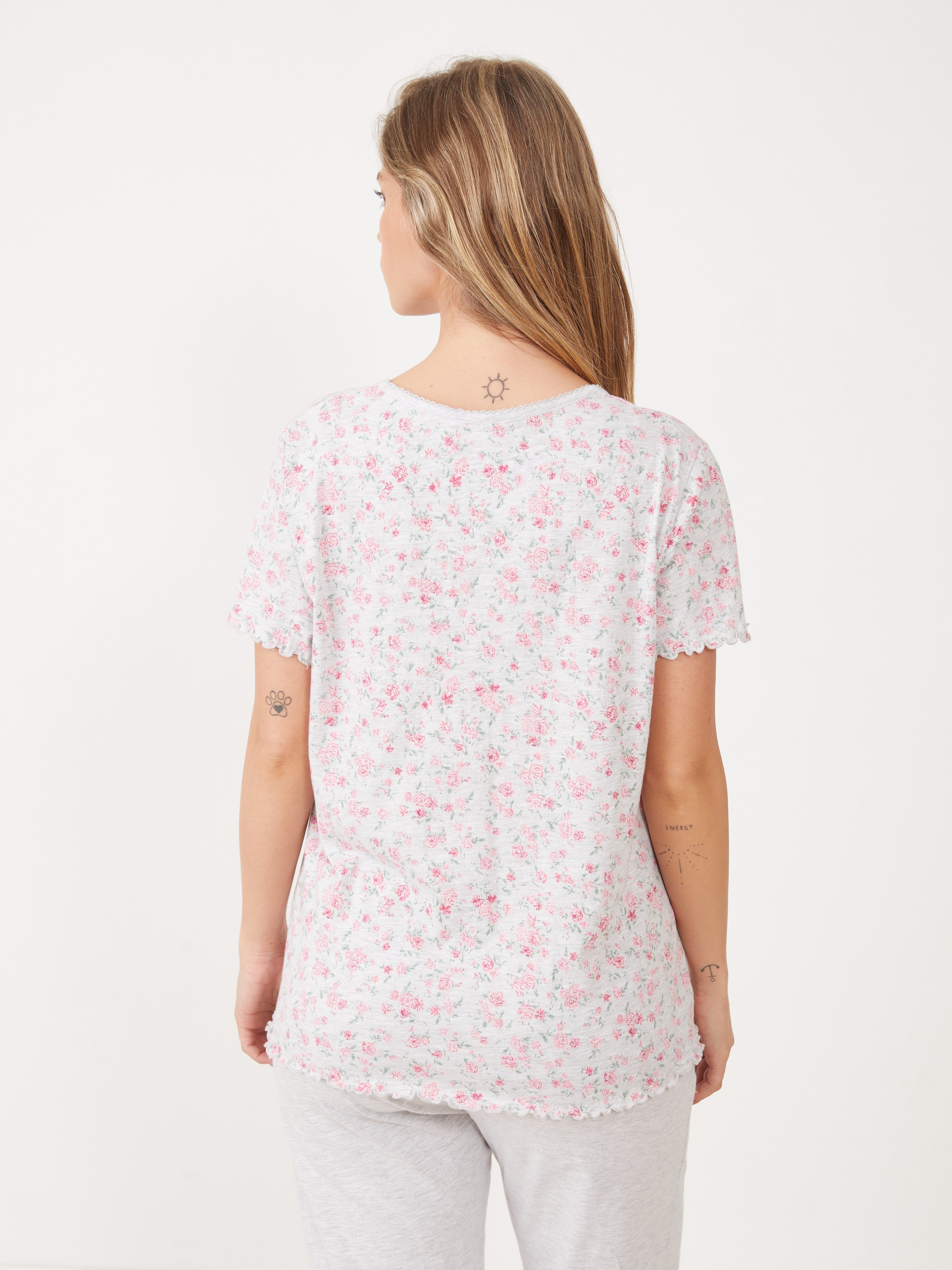 פיגמה פרחונית מכנס 3/4 טהבד - אפור מלאנז