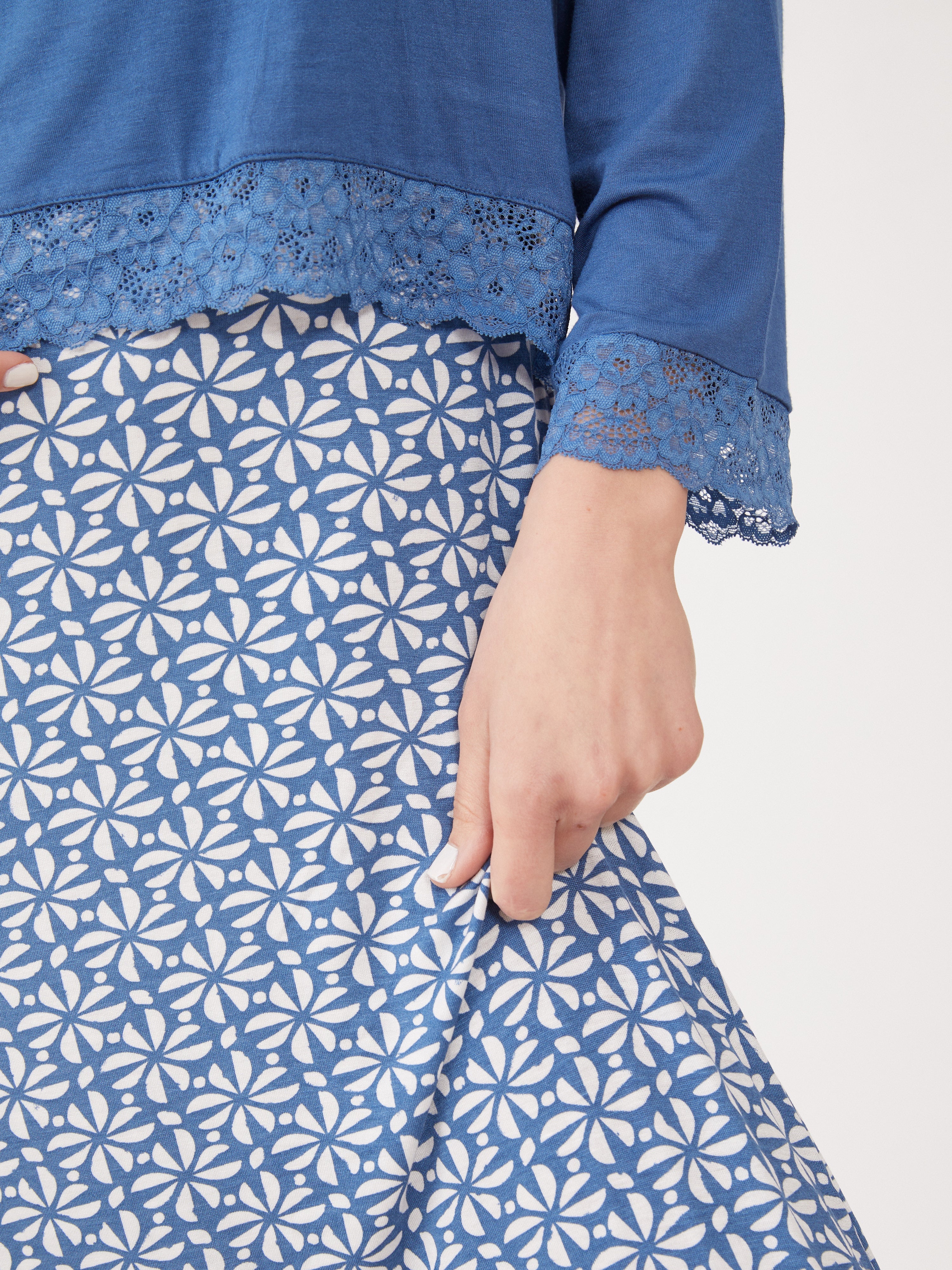 טהבד כותונת ויסקוזה 3/4 - כחול ג'ינס