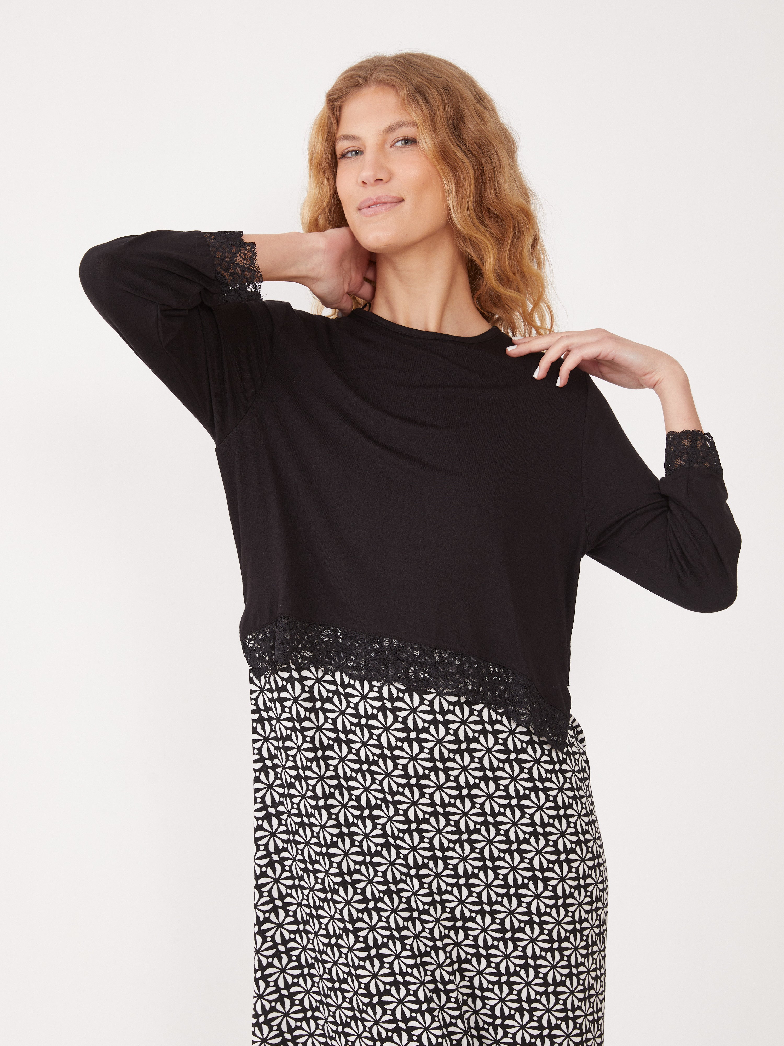 טהבד כותונת ויסקוזה 3/4 - שחור