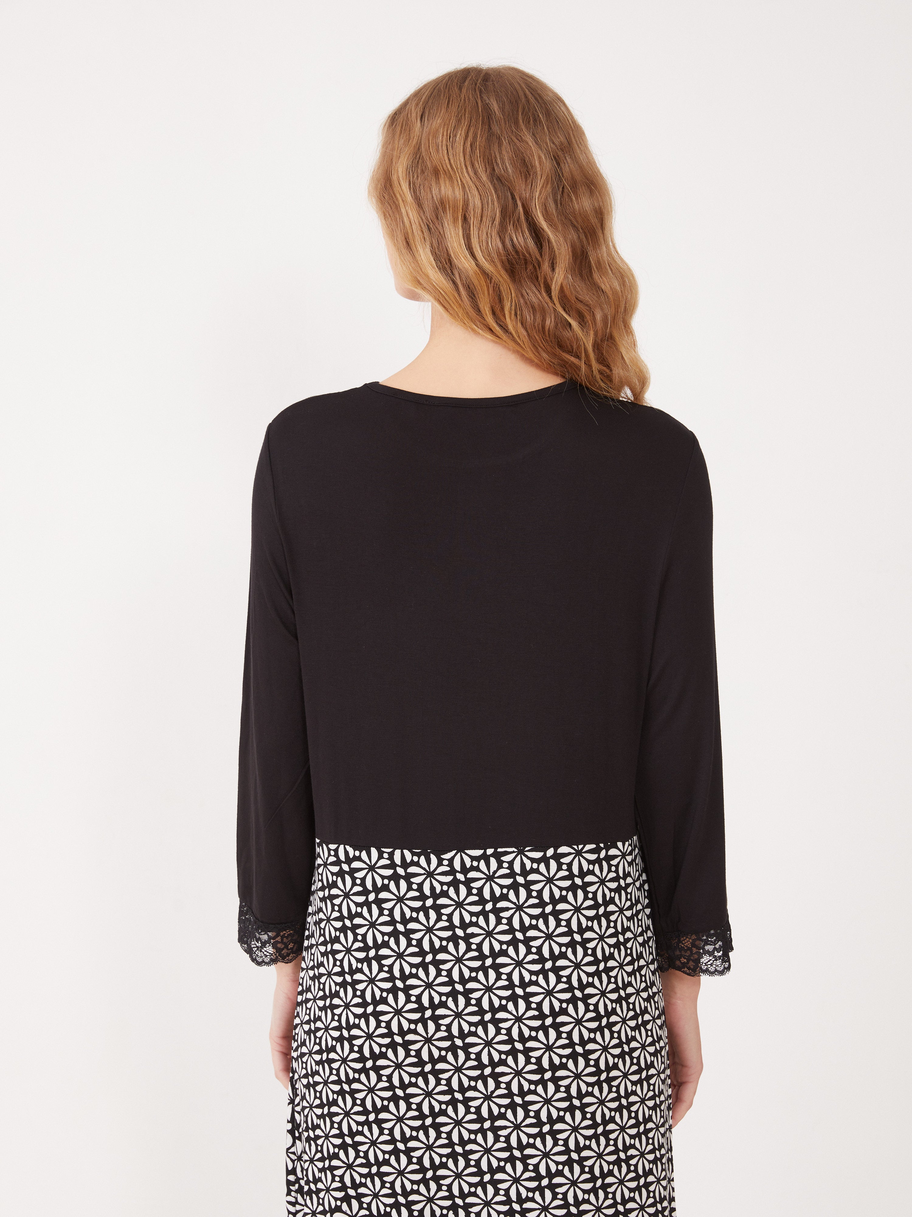 טהבד כותונת ויסקוזה 3/4 - שחור