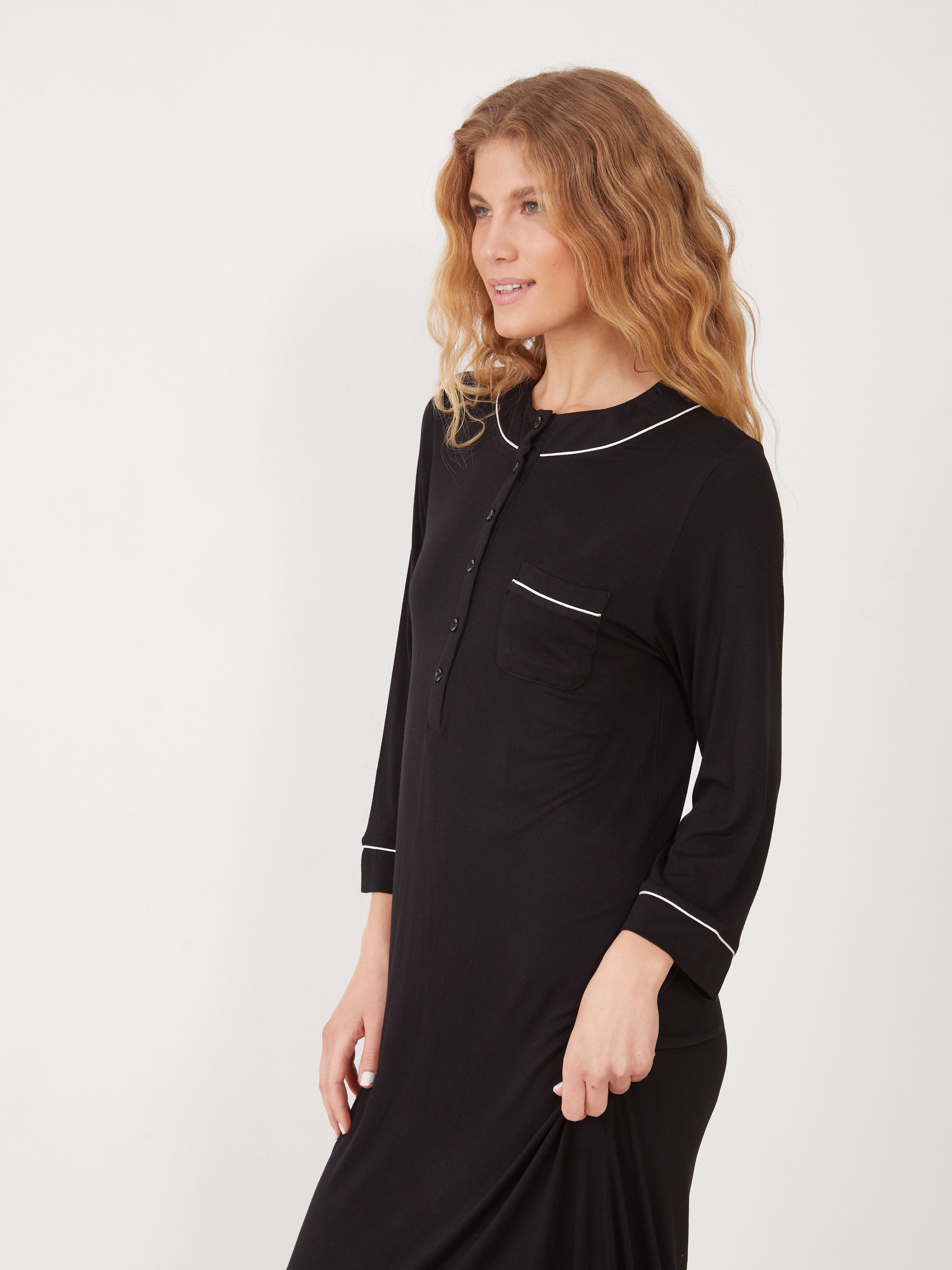 טהבד כותונות3/4 ויסקוזה קלאסי - שחור