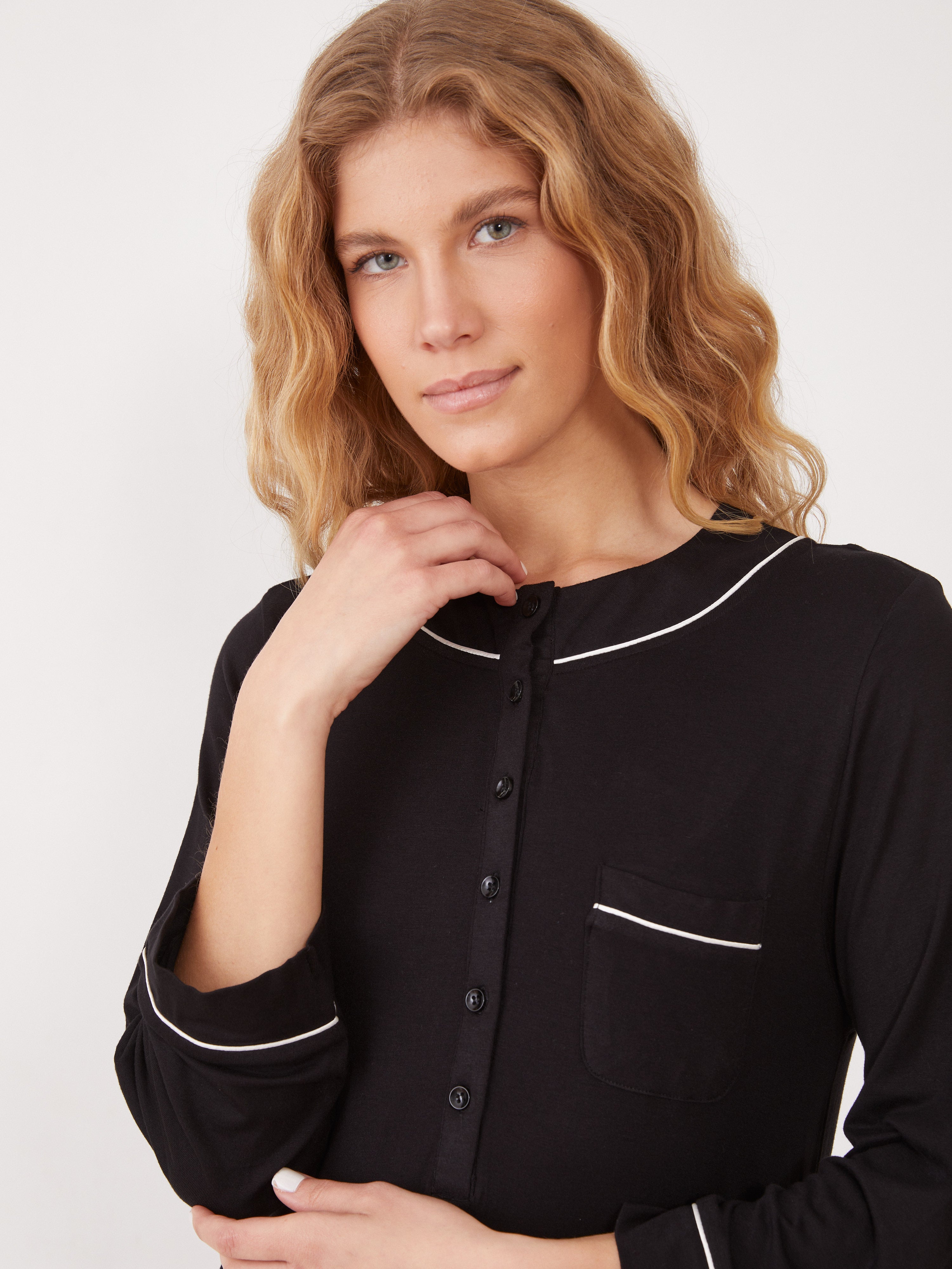 טהבד כותונות3/4 ויסקוזה קלאסי - שחור