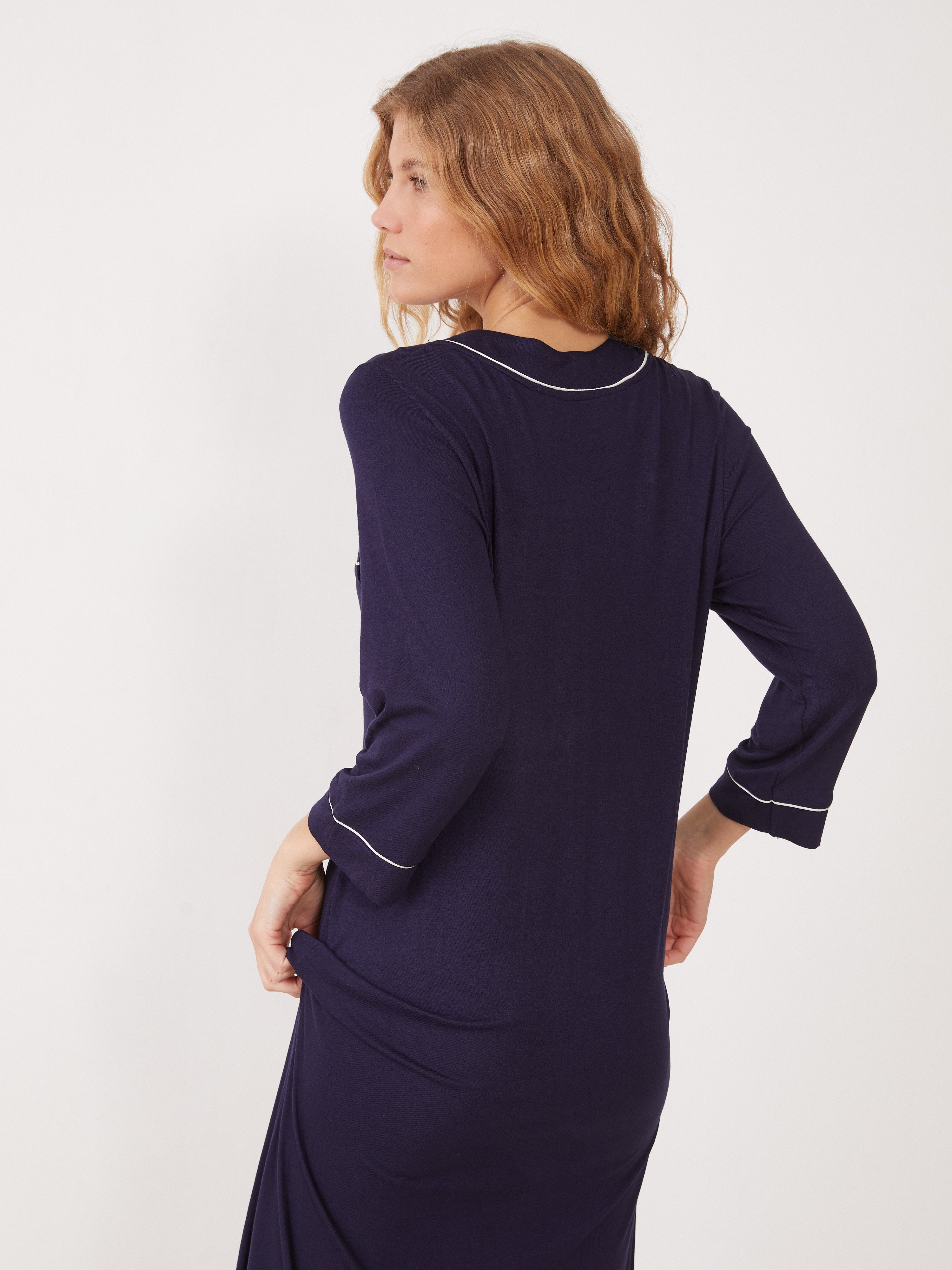 טהבד כותונות3/4 ויסקוזה קלאסי - כחול נייבי