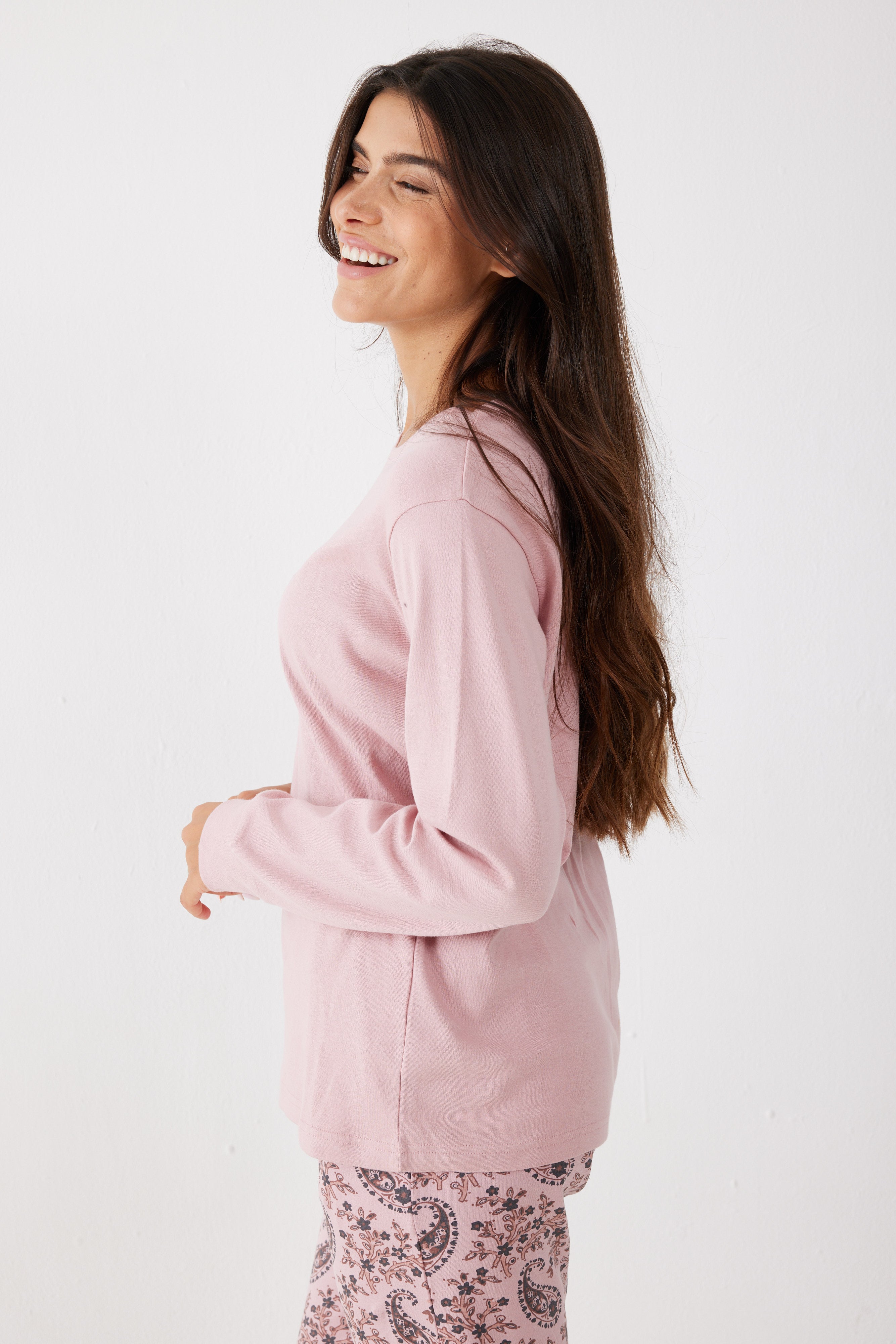 פיג'מה 100% כותנה - ורוד מעושן