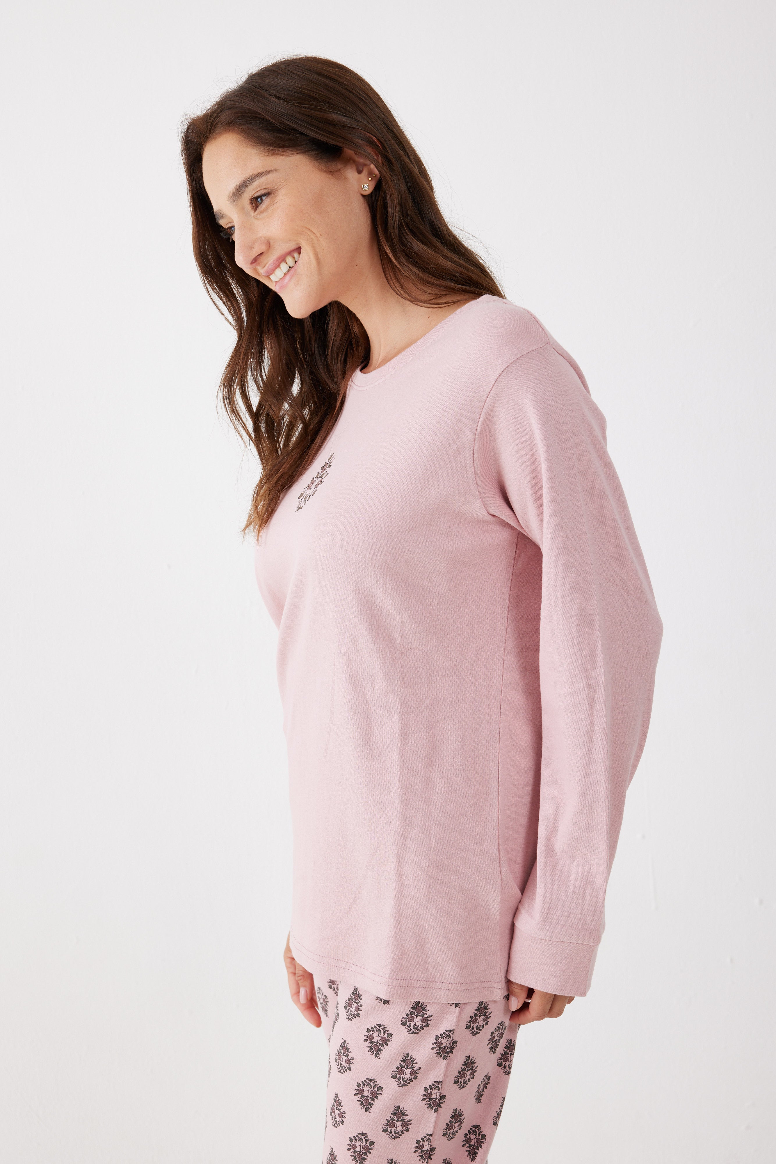 פיג'מה 100% כותנה - ורוד מעושן