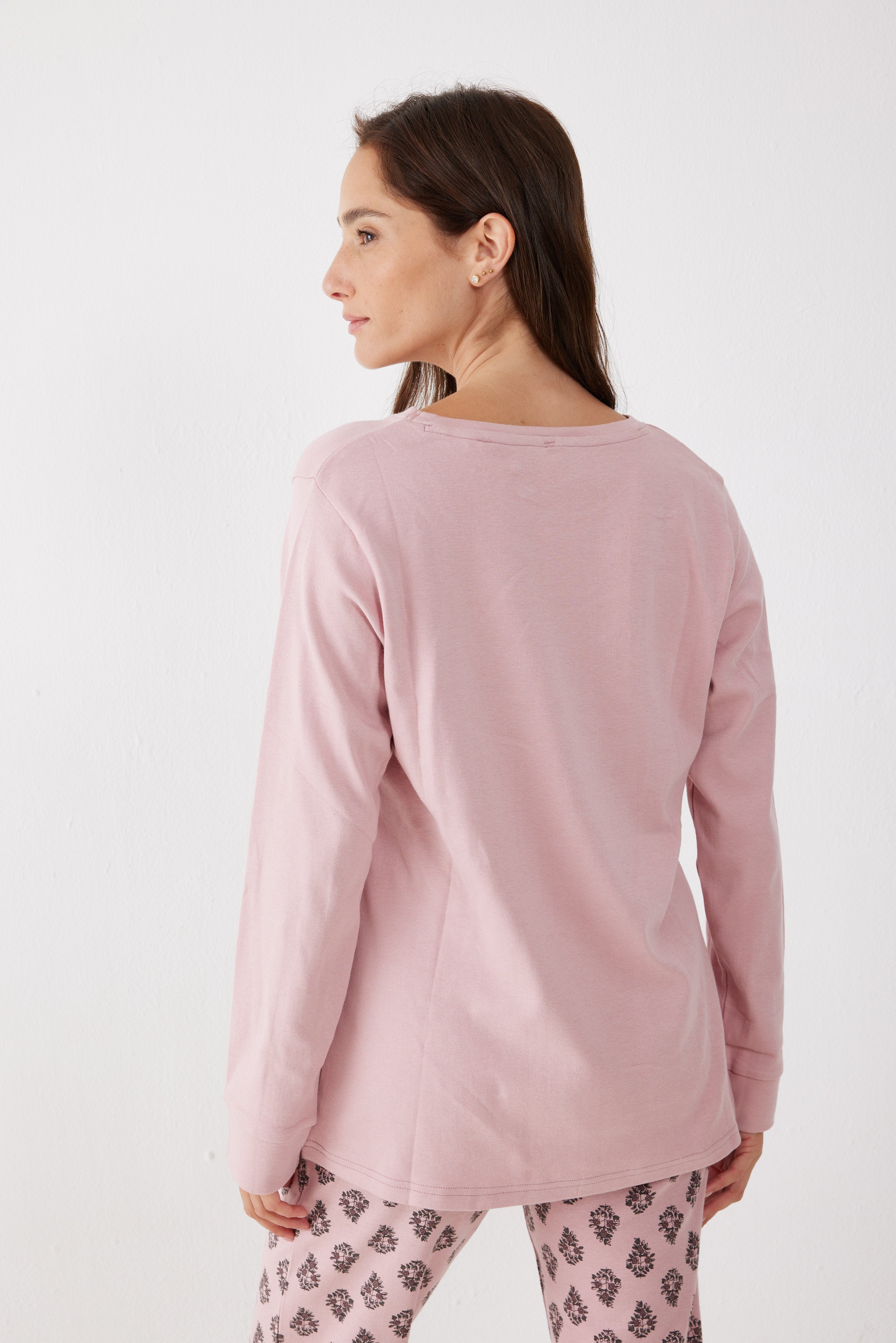 פיג'מה 100% כותנה - ורוד מעושן