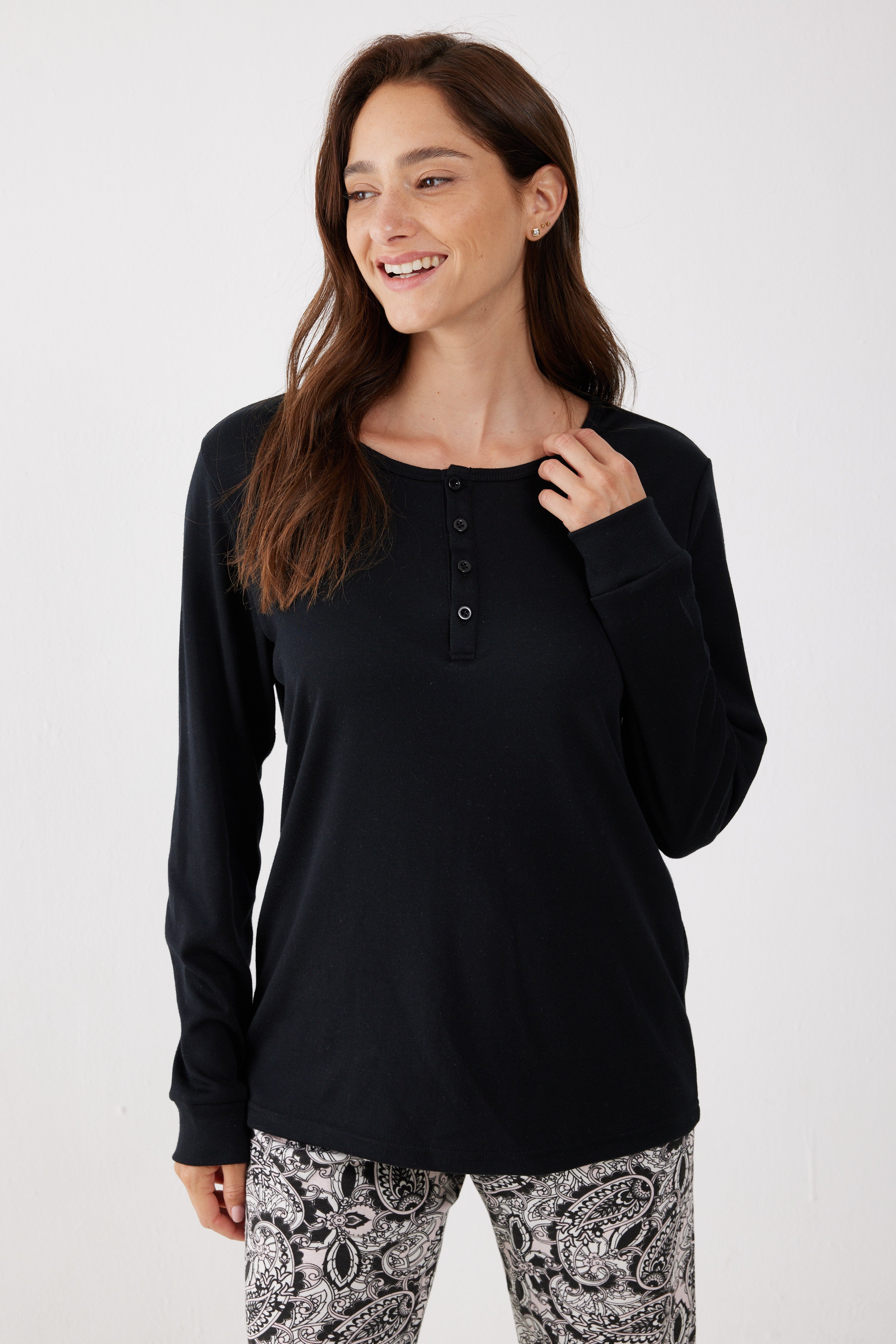 פיג'מת אינטרלוק - שחור