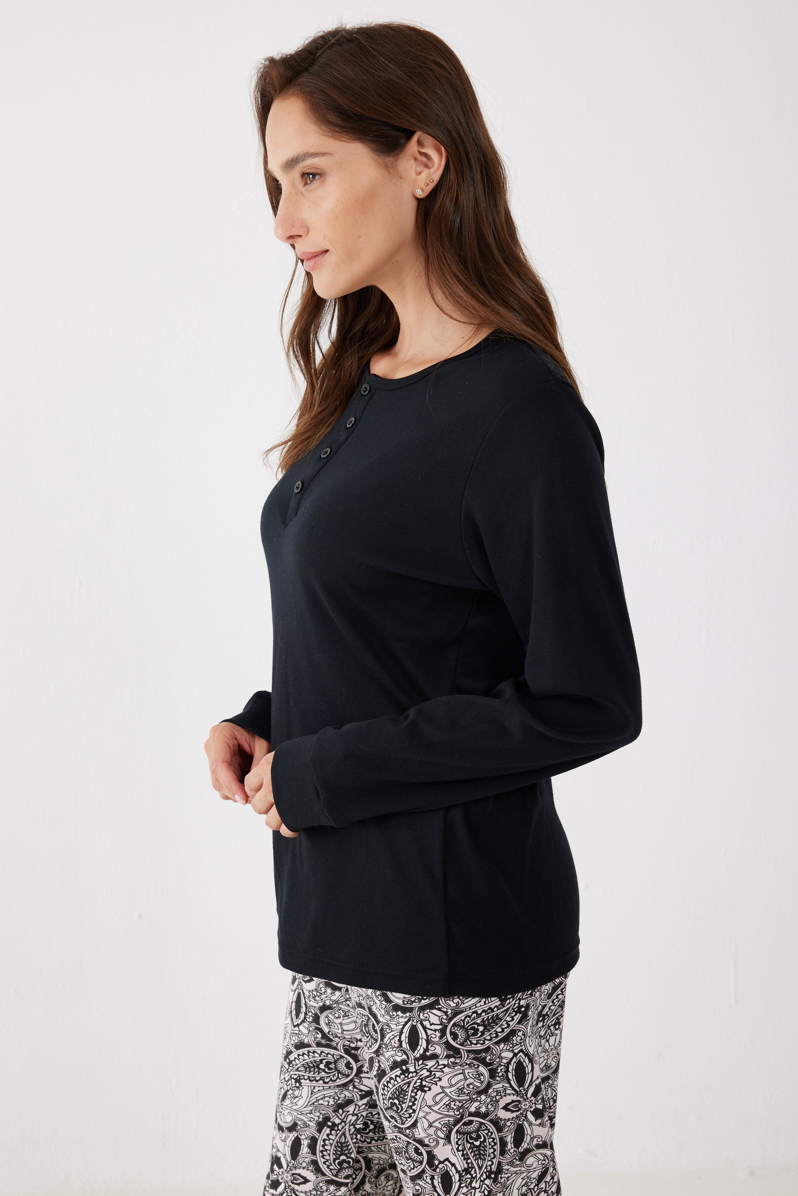 פיג'מת אינטרלוק - שחור