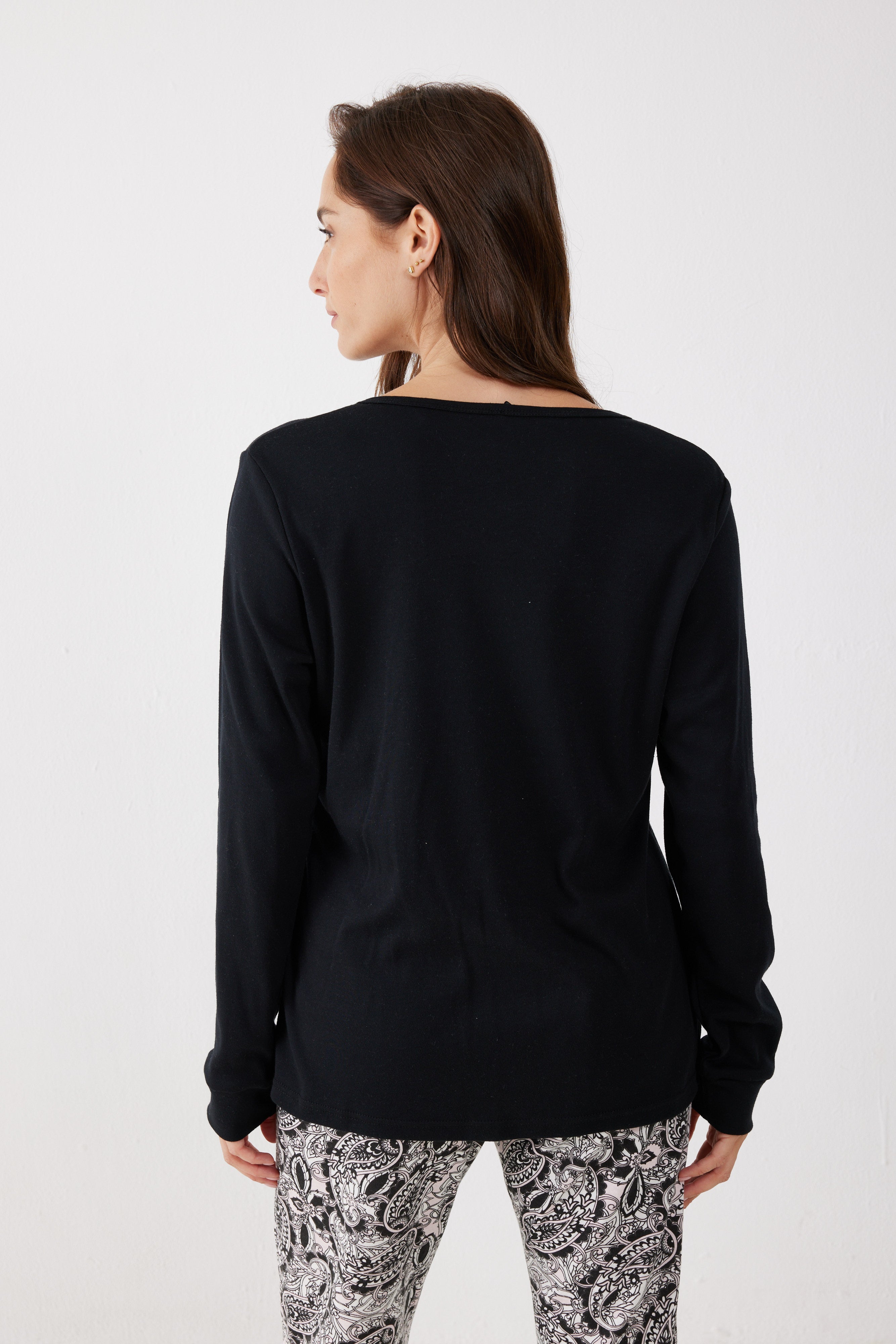 פיג'מת אינטרלוק - שחור